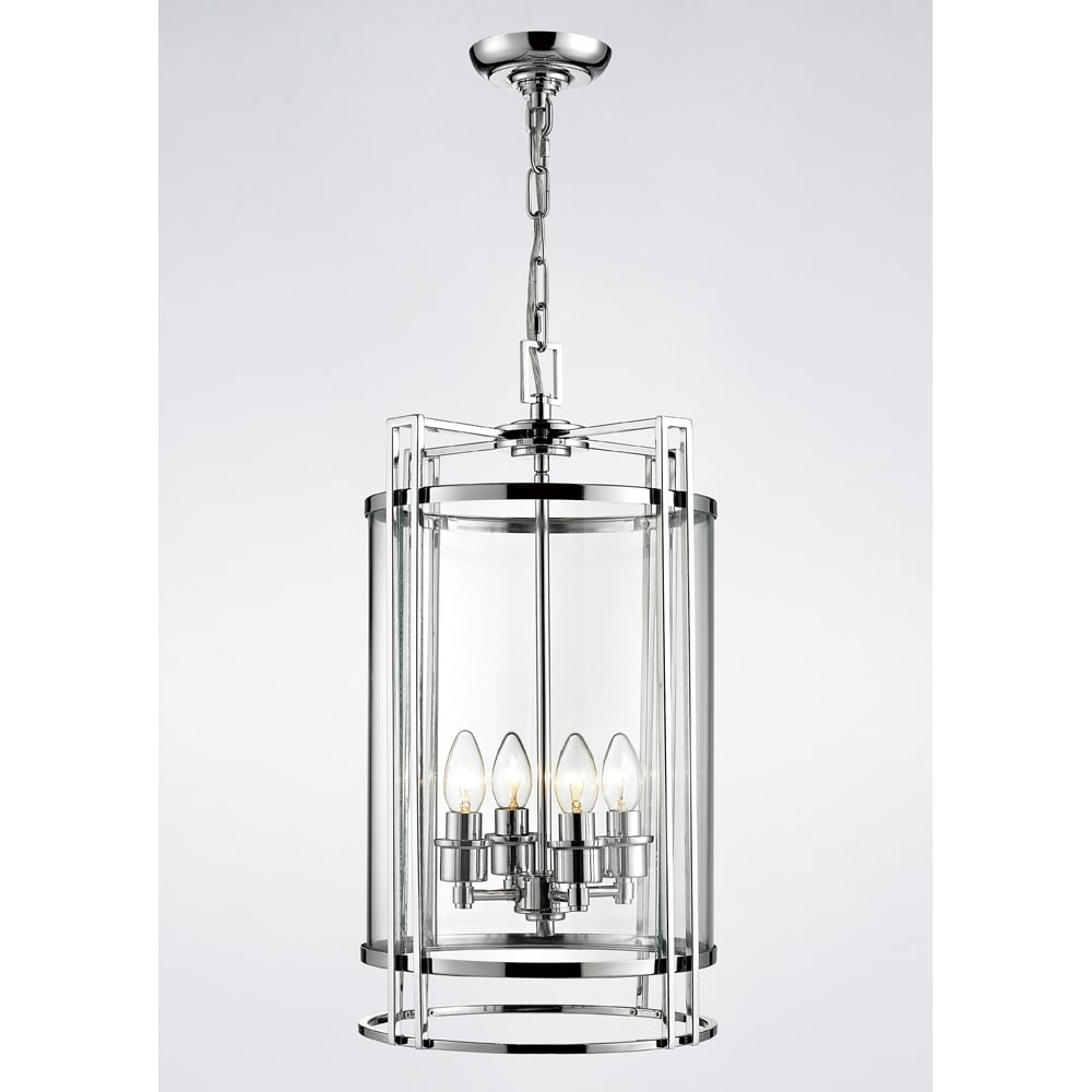Diyas IL31083 Eaton Pendant 4 Light Polished Chrome/Glass