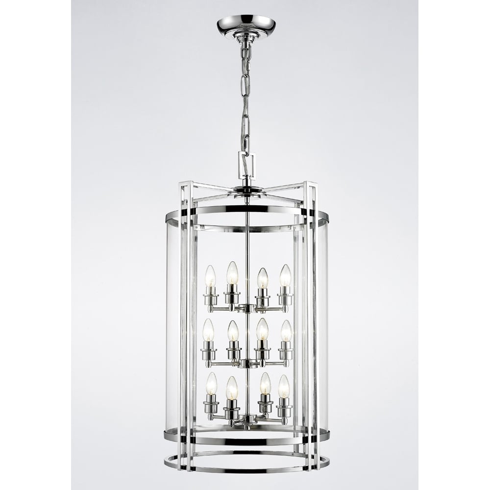 Diyas IL31085 Eaton Pendant 12 Light Polished Chrome/Glass