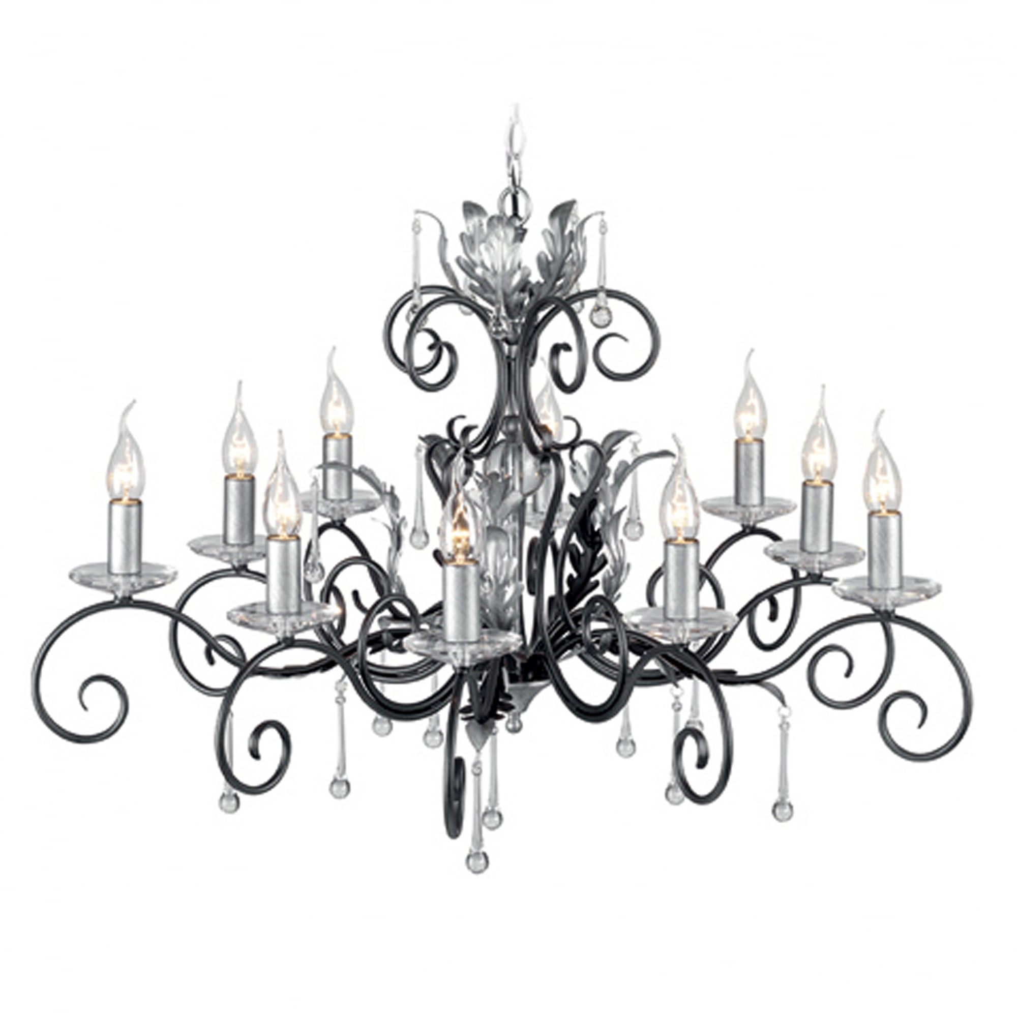 Elstead Amarilli 10 Light Chandelier - Black & Silver