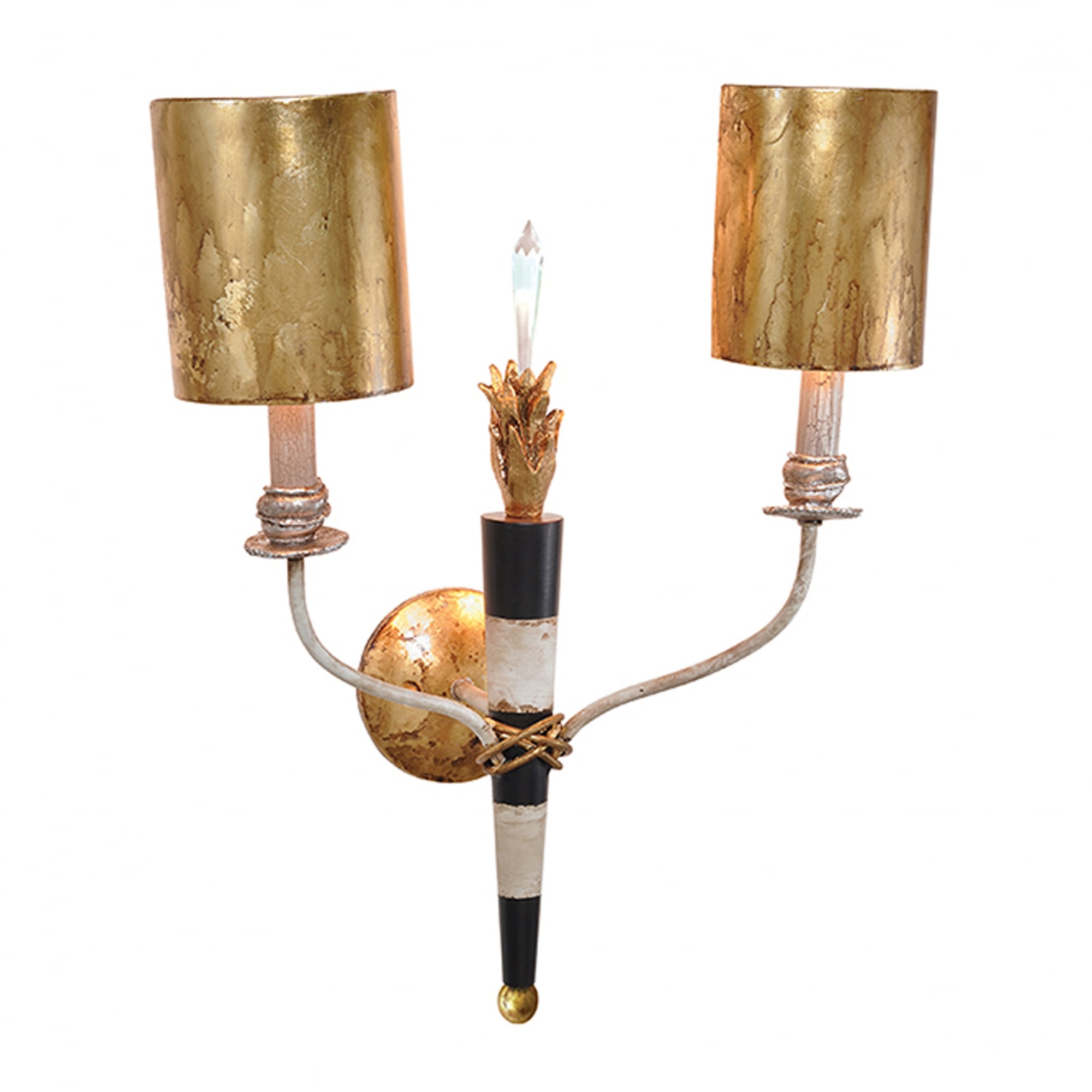 Flambeau 2 Light Wall Light - Black & Cream