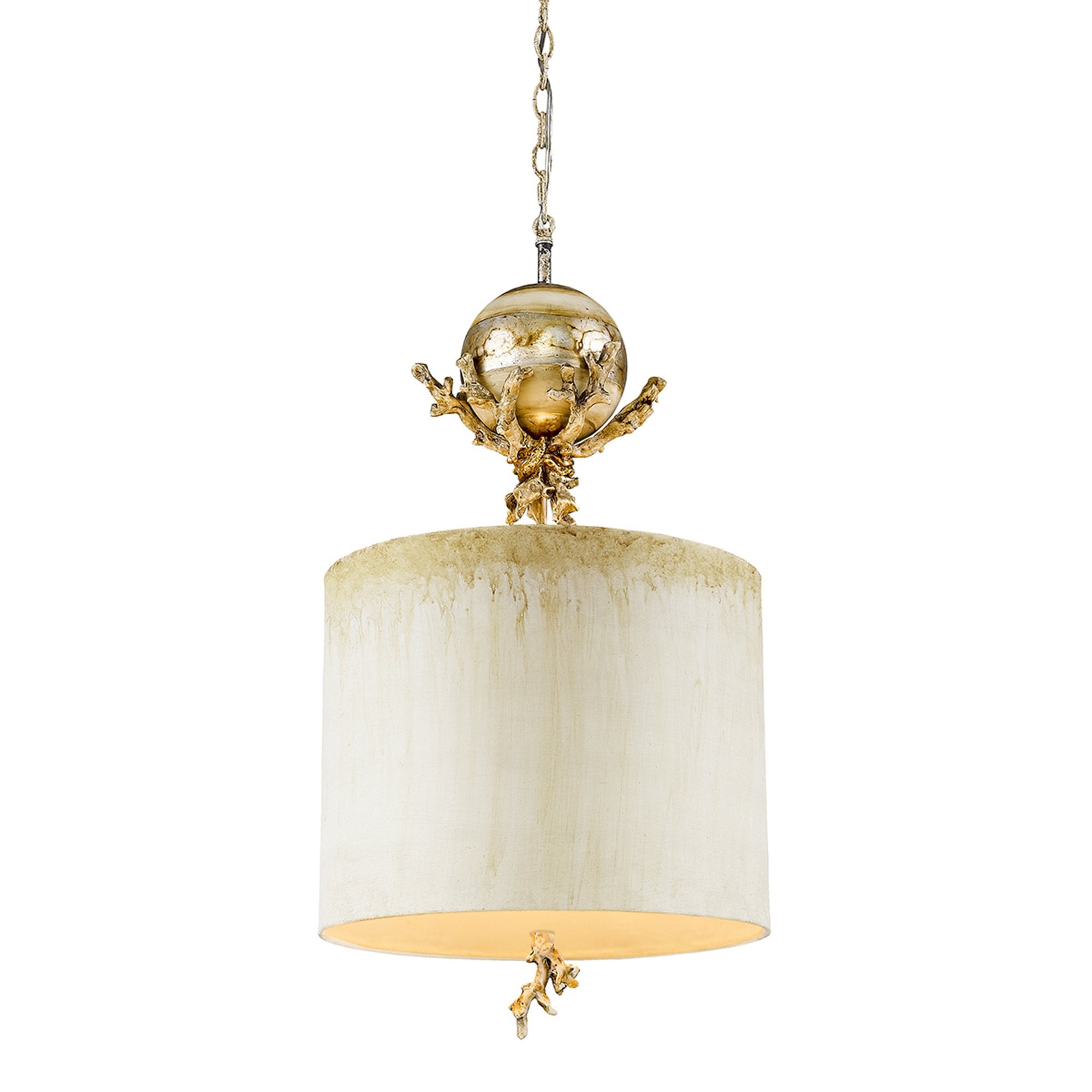 Flambeau Trellis Single Pendant - Putty Patina & Silver Leaf