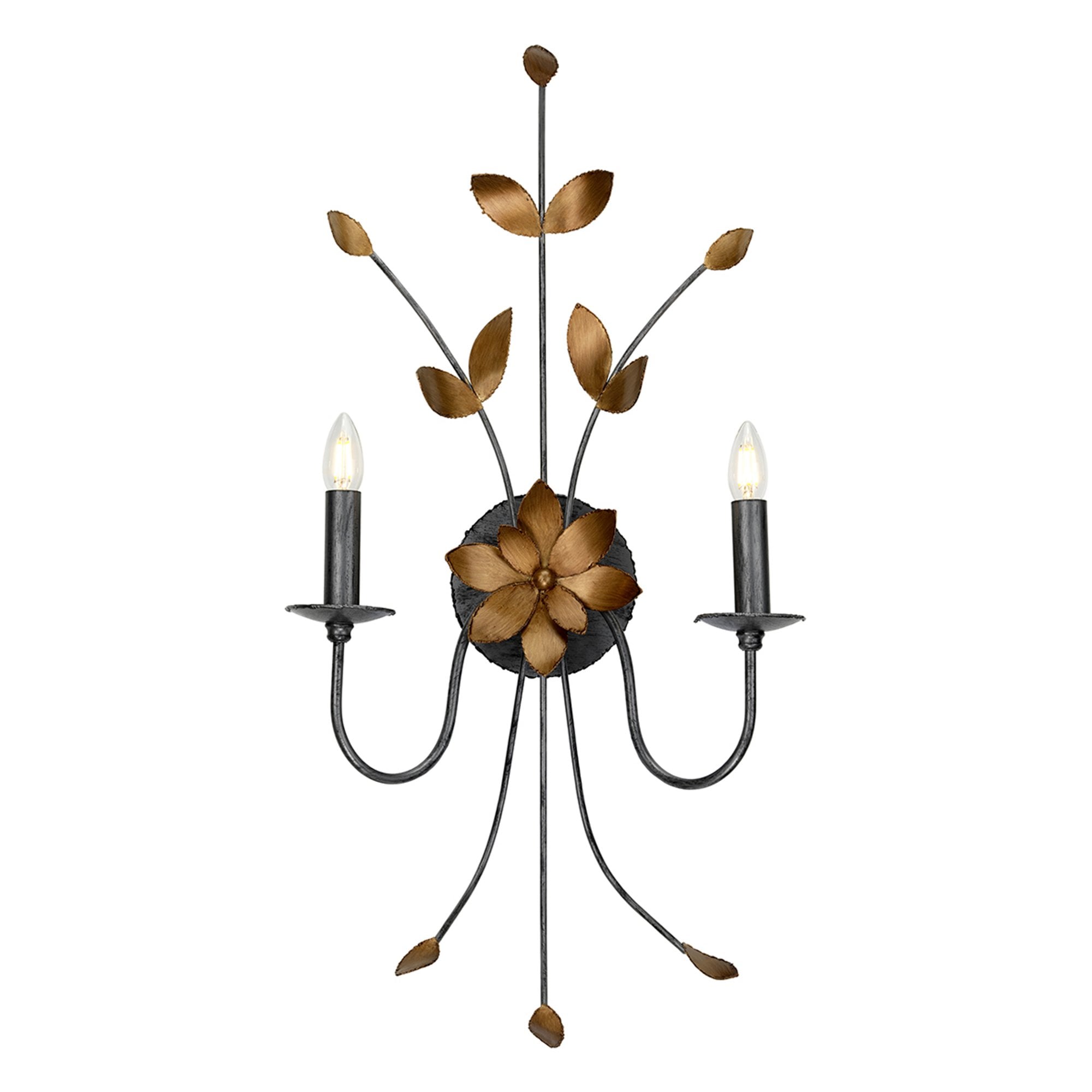 Flambeau Simone 2 Light Wall Light - Distressed Silver & Gold