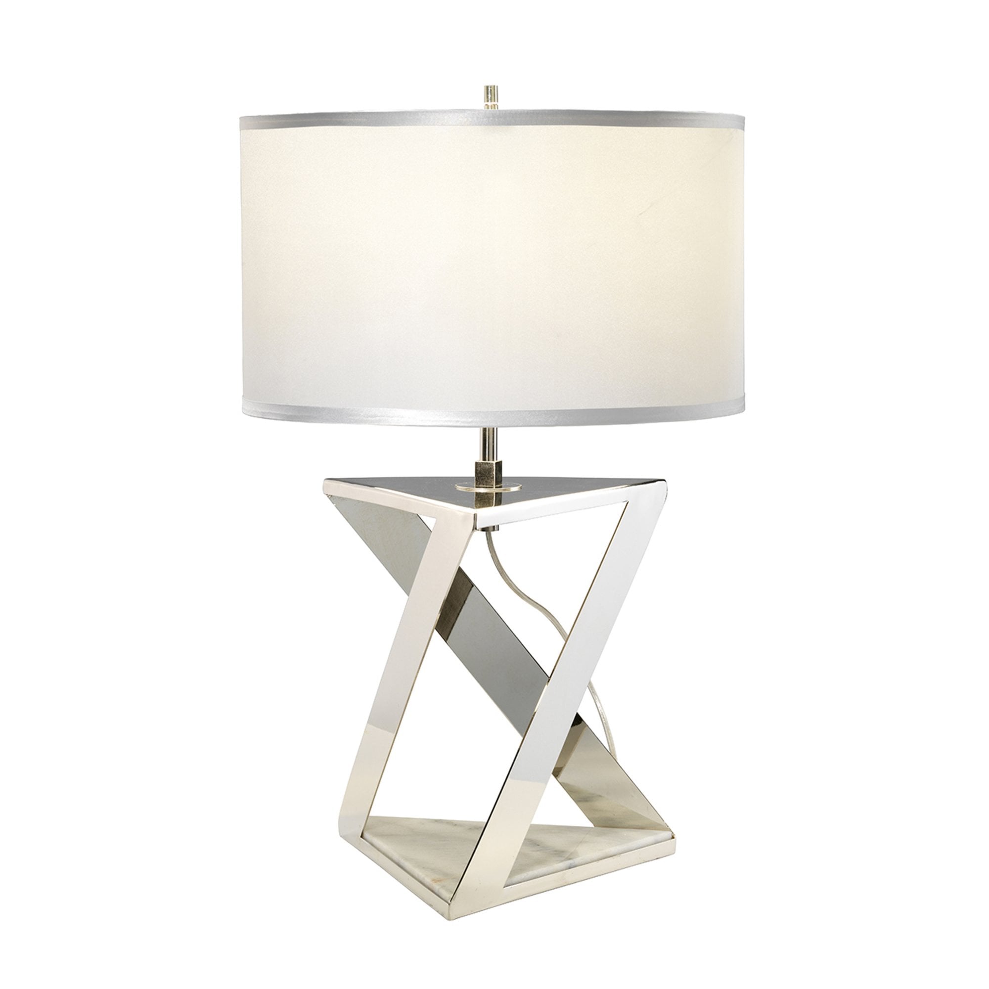 Elstead Aegeus Single Table Lamp - Polished Nickel & White Marble