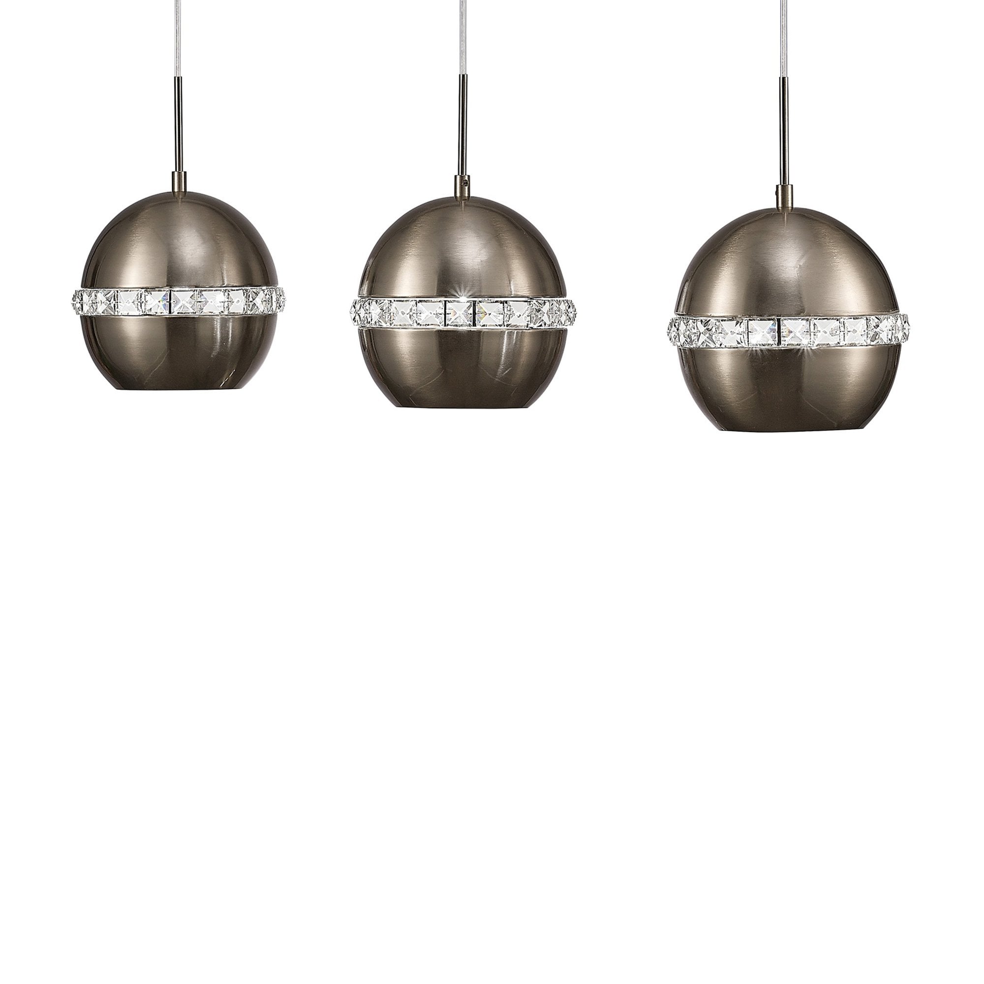 Diyas IL31613 Andrea Pendant 3 Light E27 Linear Polished Chrome/Crystal