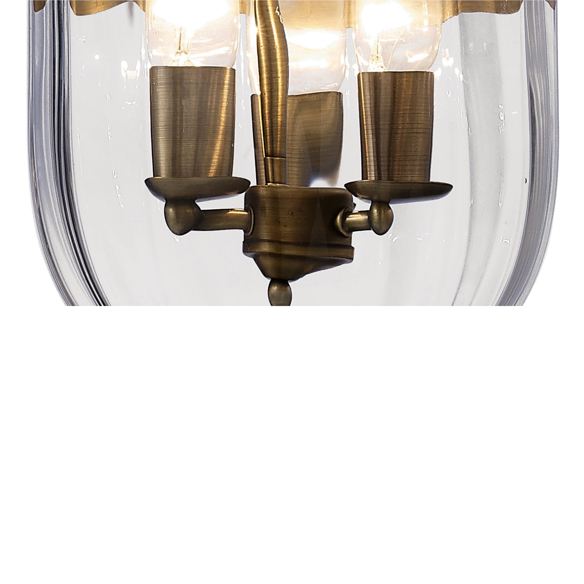 Diyas IL31076 Aubrey Pendant 3 Light Antique Brass/Glass