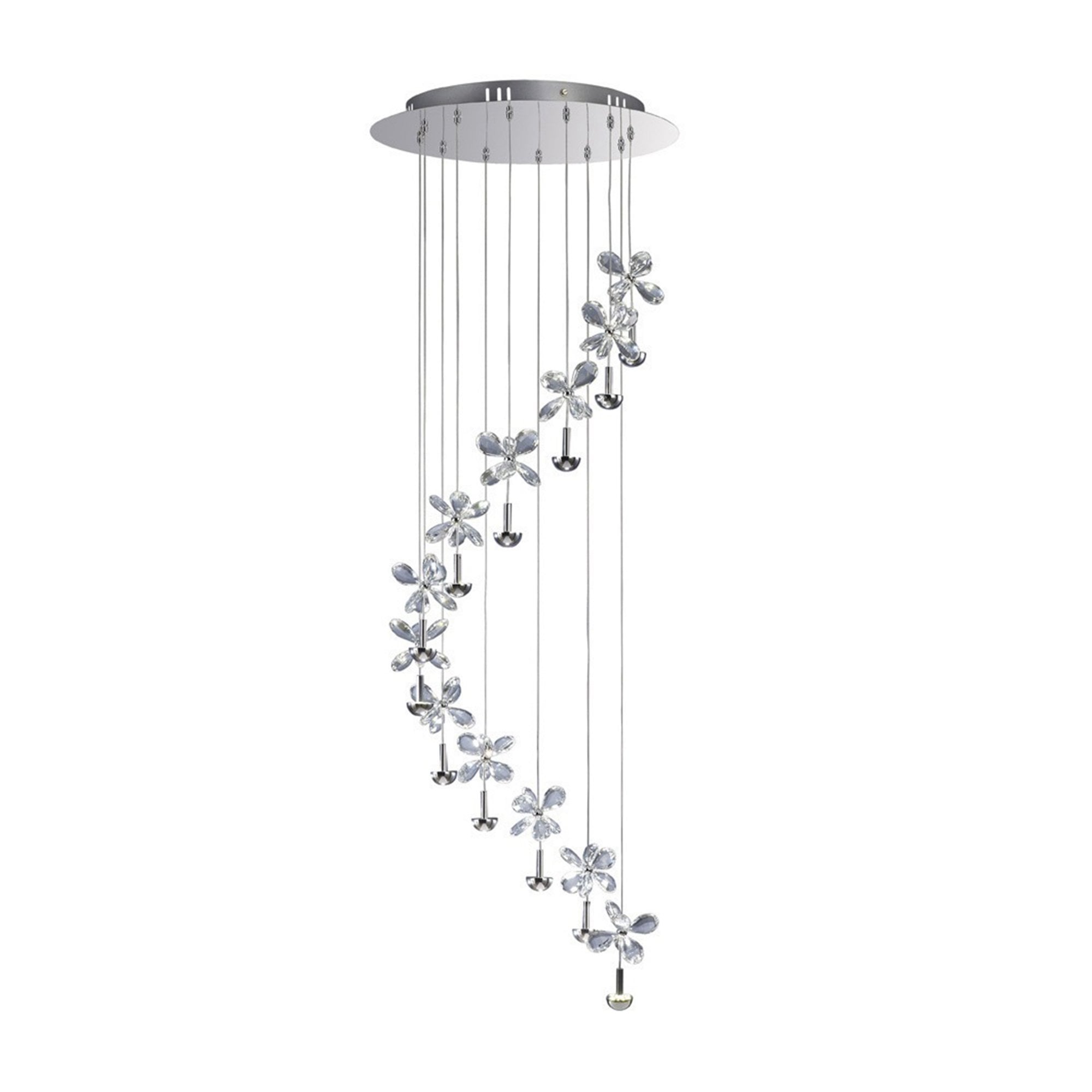 Diyas IL31143 Aviva Pendant 12 Light 4000K LED Polished Chrome/Crystal