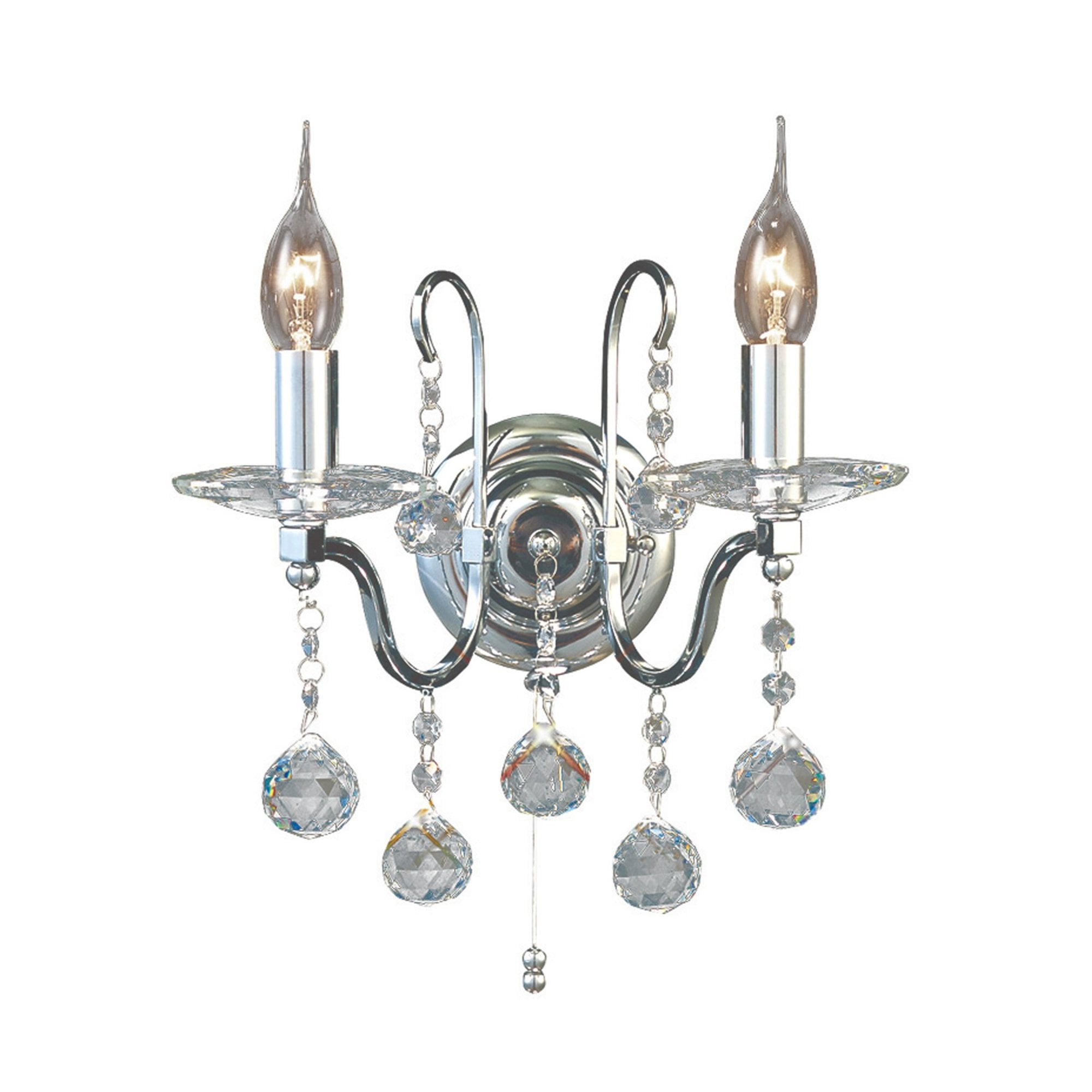 Diyas IL30112 Bianco Wall Light Switched 2 Light Polished Chrome/Crystal