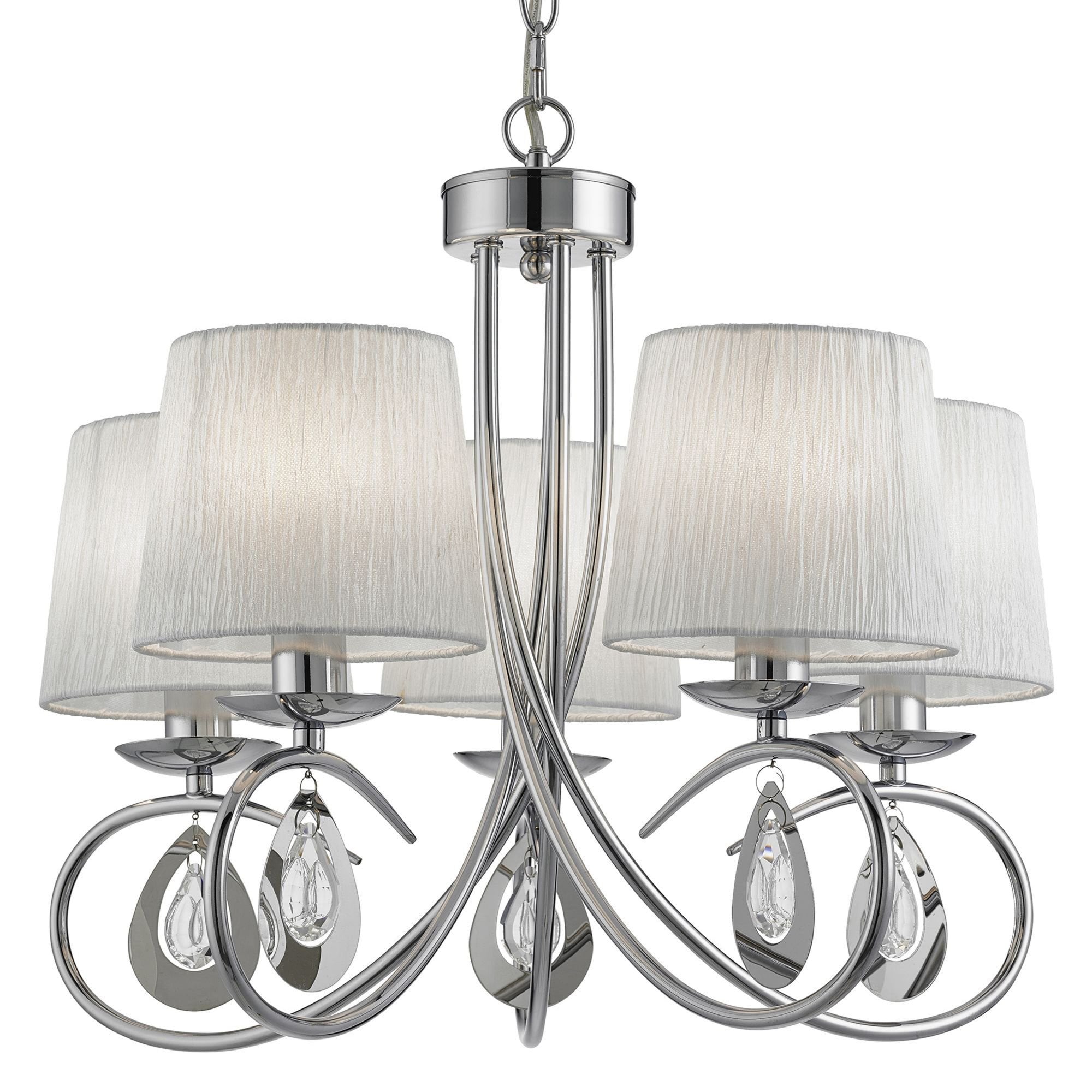 Searchlight Alroy  Chrome 5 Light Ceiling Fitting With Pleated Shade
