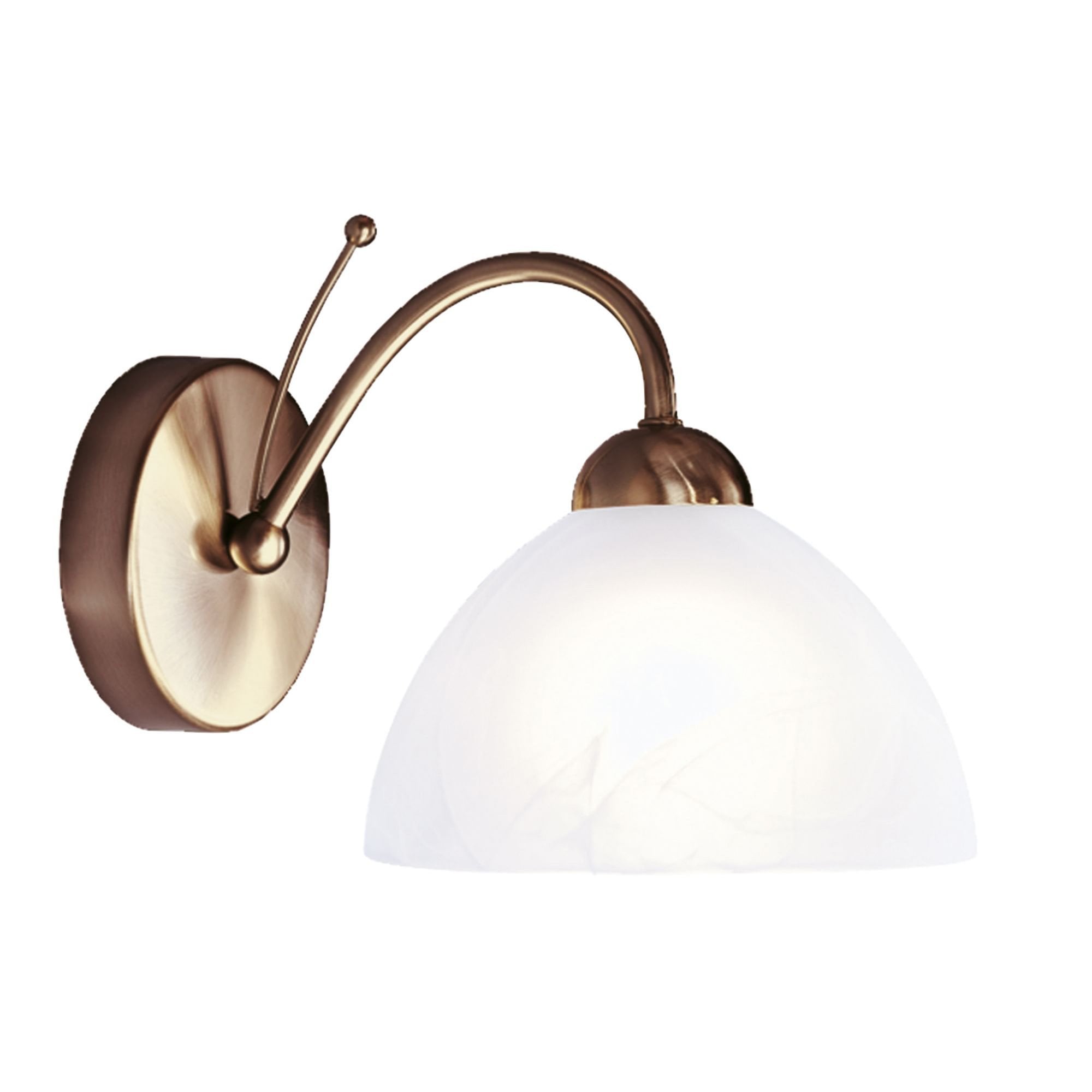 Searchlight Melville Single Wall Bracket - Antique Brass & Alabaster Glass