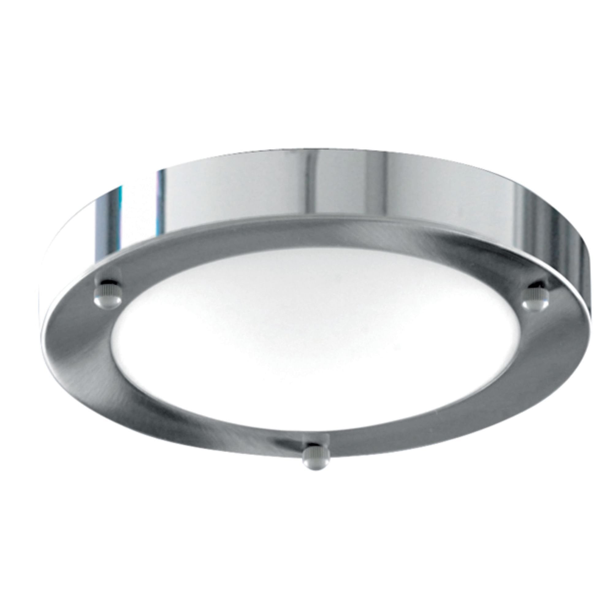 Searchlight Barmouth Bathroom Flush Fitting IP44 Single - 31cm Chrome Domed White Glass
