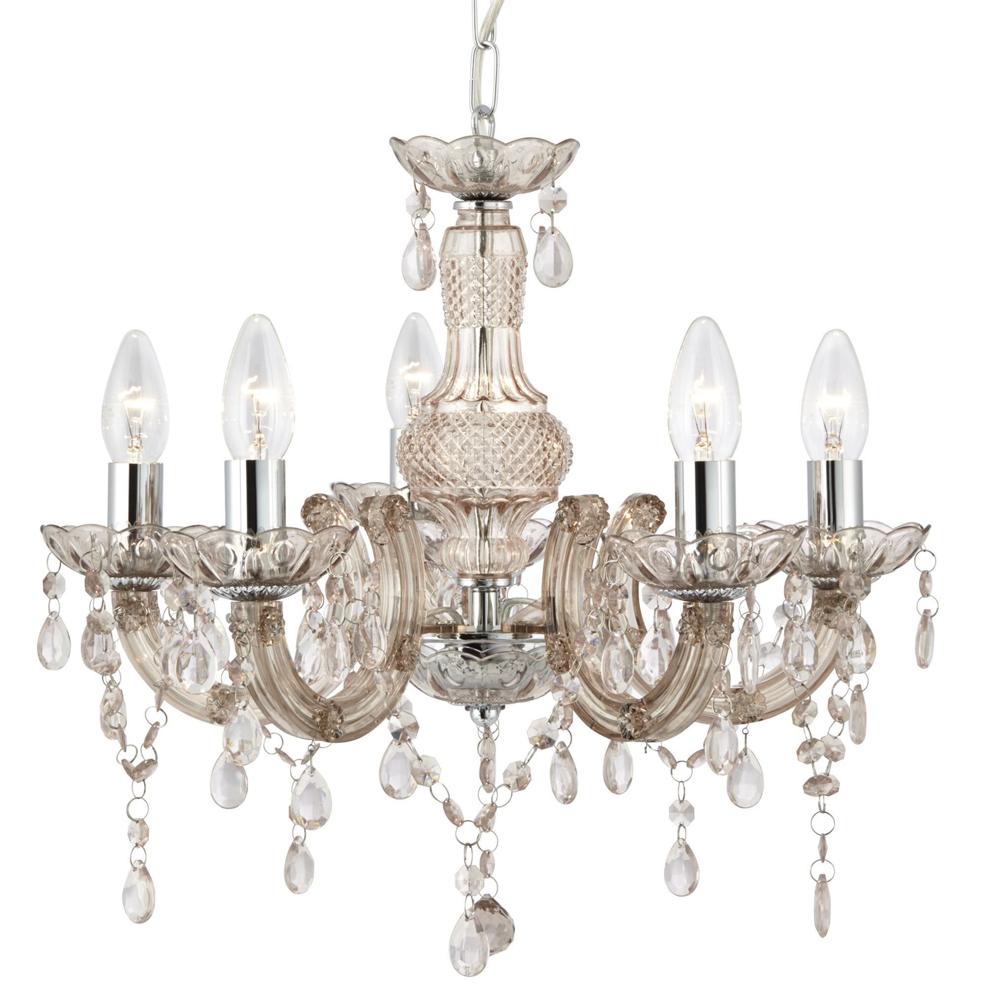 Searchlight Maple 5 Light Chandelier - Mink Glass & Acrylic