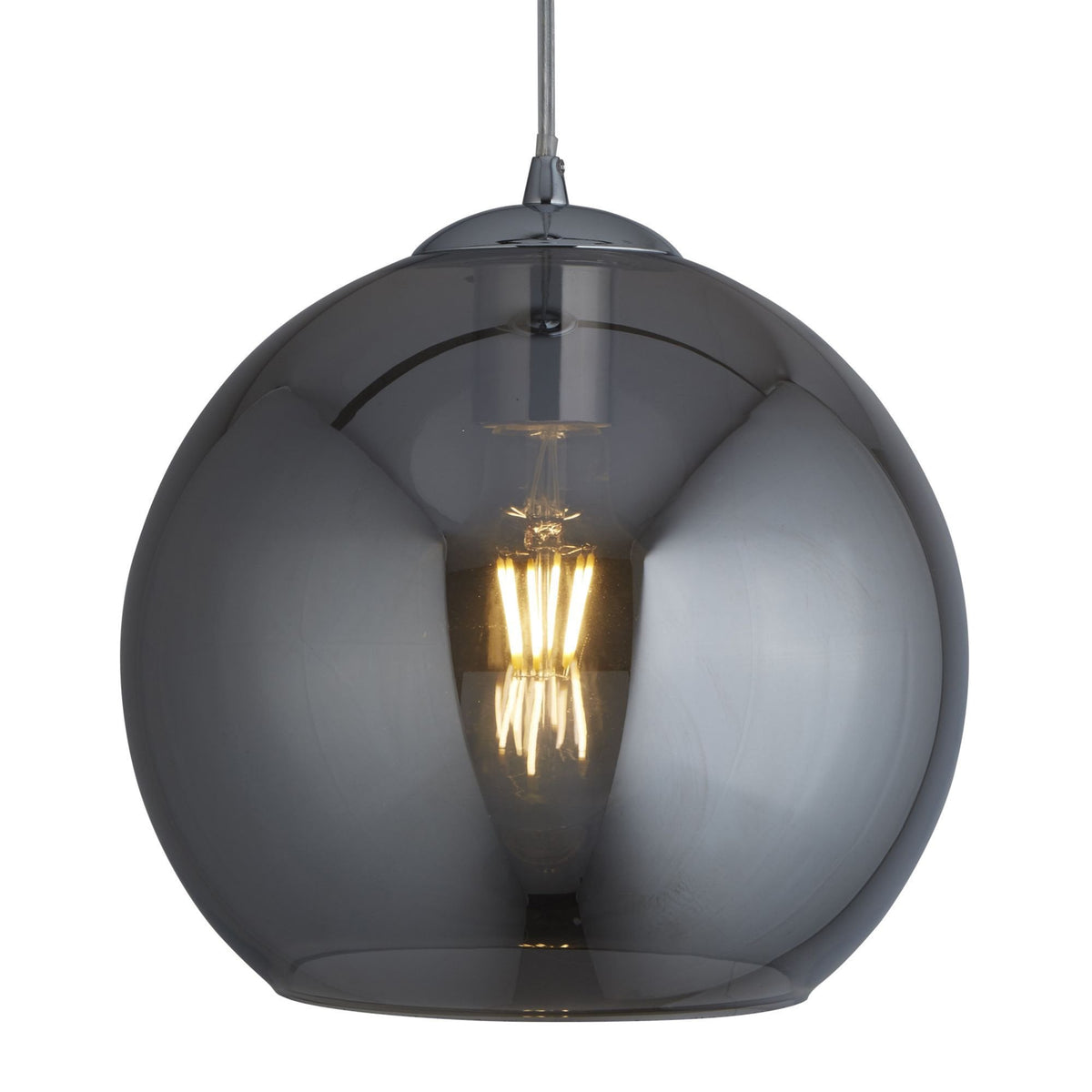 Searchlight Baines Single Round Pendant (25cm Diameter) Smoked Glass