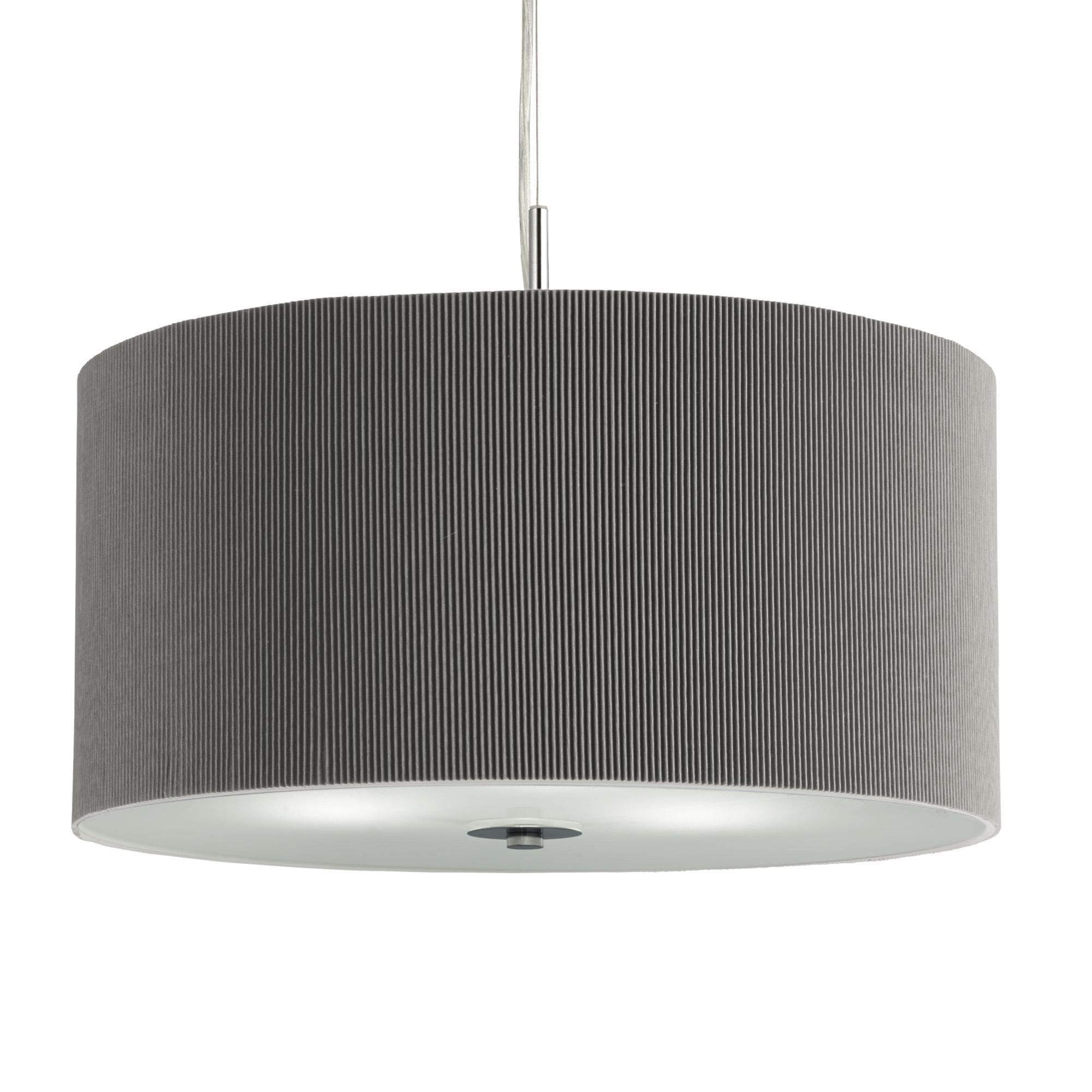 Searchlight David Pleat 3 Light Pendant - Silver With Frosted Glass Diffuser Diameter 60cm