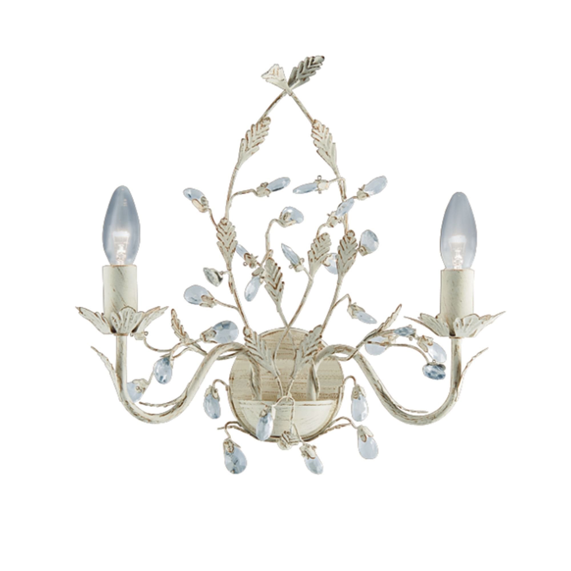 Searchlight Aikin Cream Gold Finish 2 Light Wall Bracket With Crystal Dressing