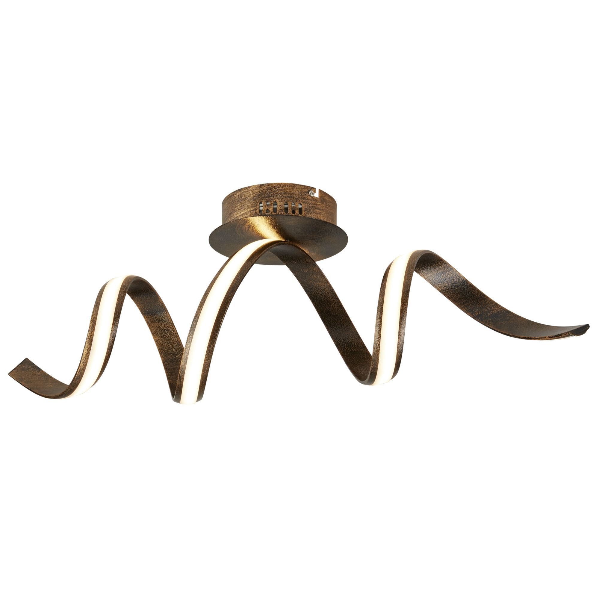 Searchlight Randolph LED Twist Ceiling Flush Fitting, Rustic Black/Gold