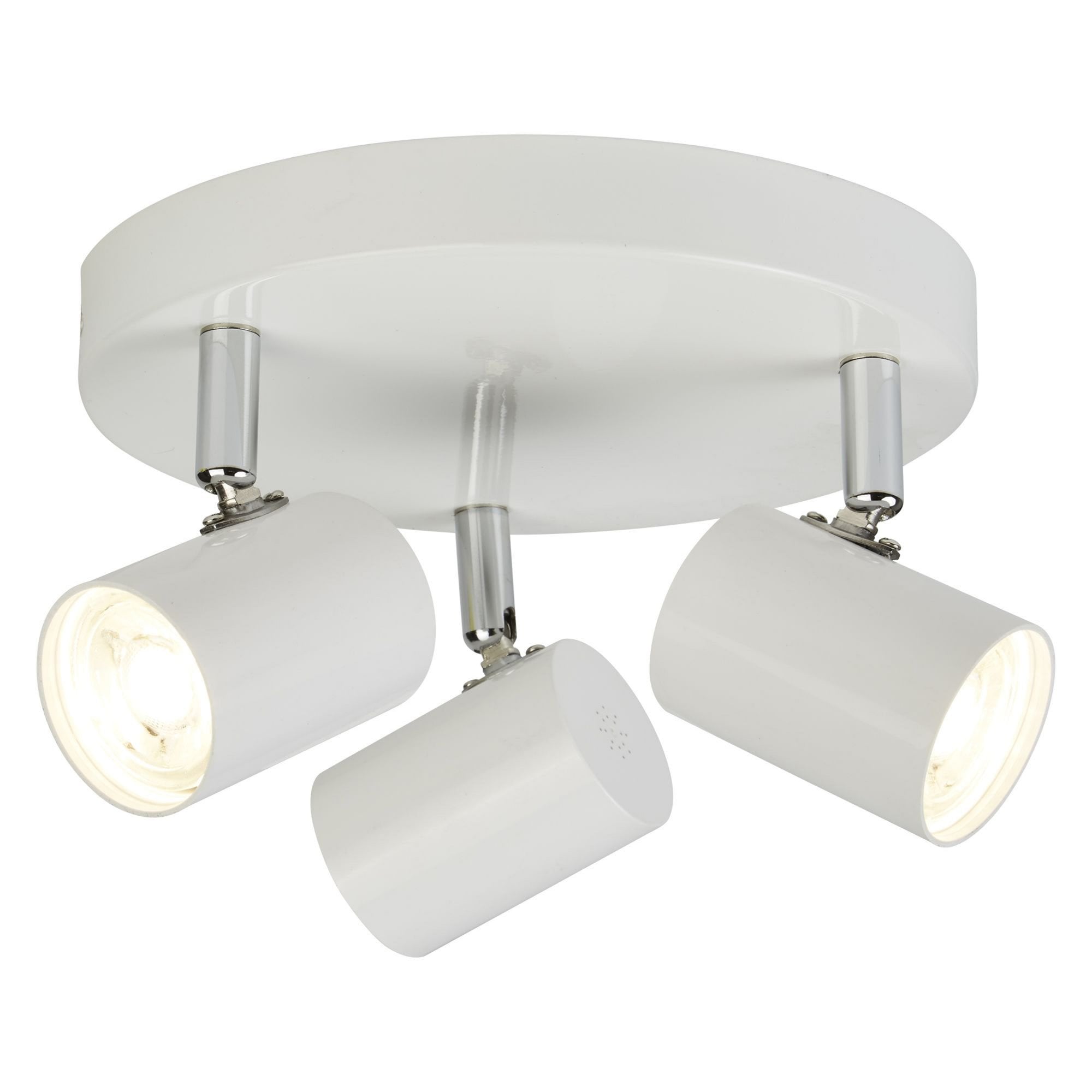 Searchlight Redfern 3 Light Cylinder Head Spot Plate, White & Chrome