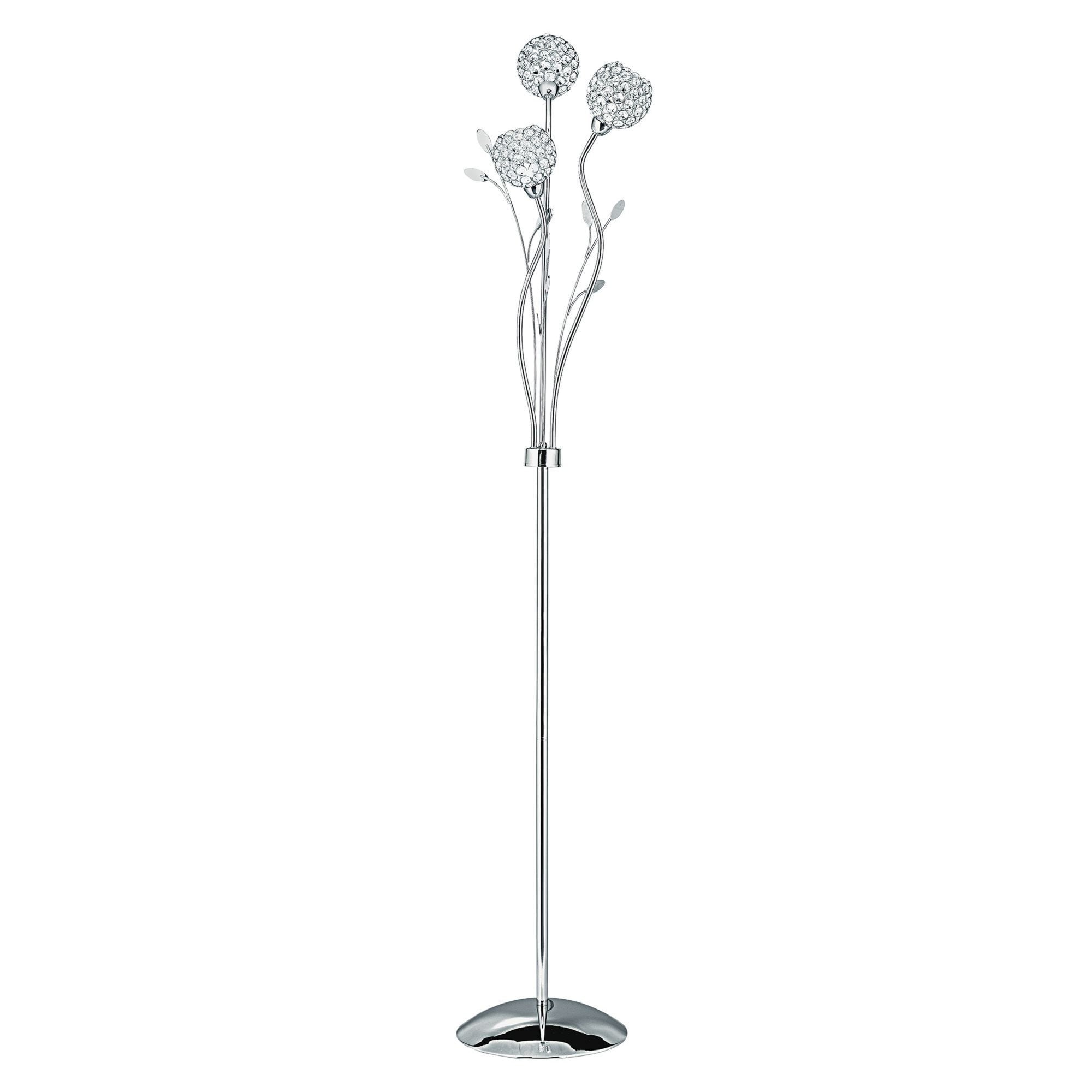 Searchlight Bay II 3 Light Floor Lamp - Chrome & Clear Glass Deco Shades