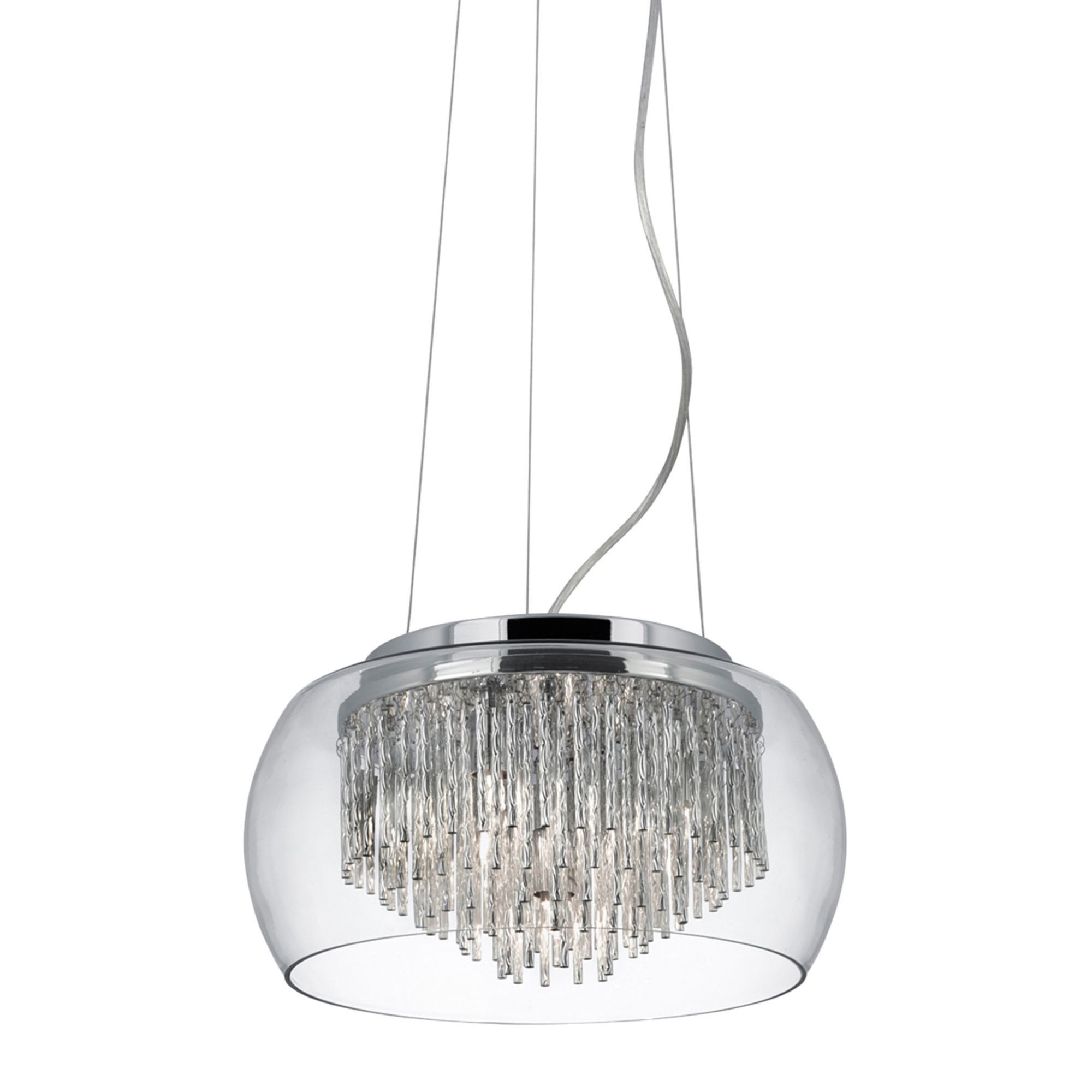 Searchlight Chandos Clear Glass Shade 4 Light Fitting With Aluminium Spiral Tubes