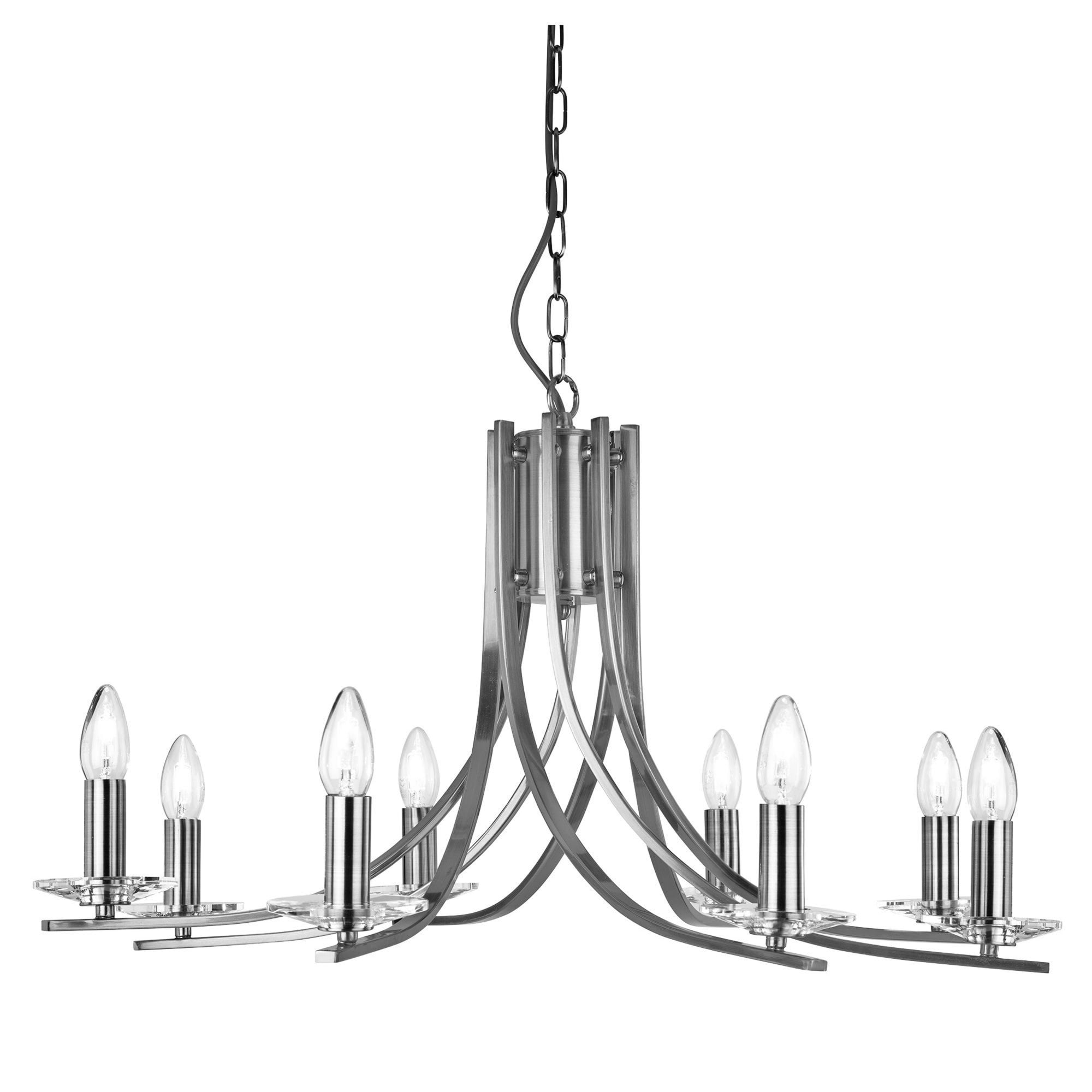 Searchlight Archer 8 Light Pendant - Satin Silver & Glass Sconces