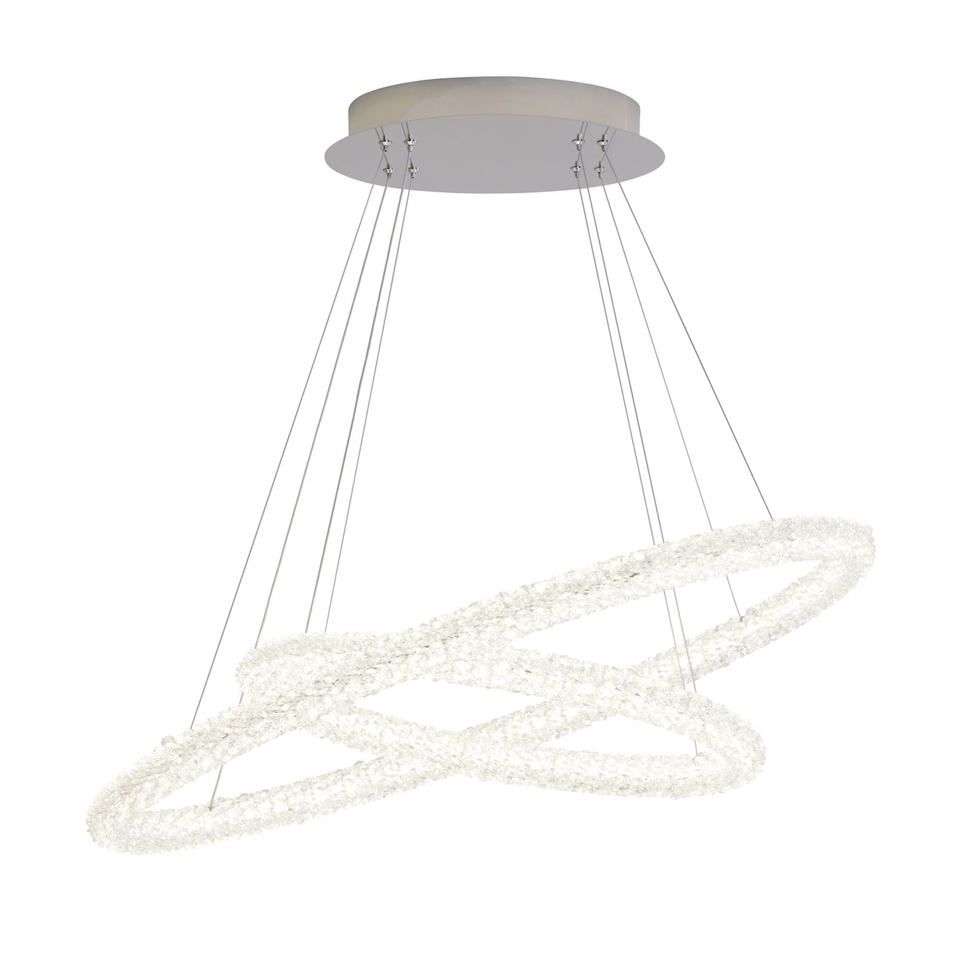 Searchlight Cirque LED 2 Oval Ring Ceiling Pendant, Chrome, Clear Crystal