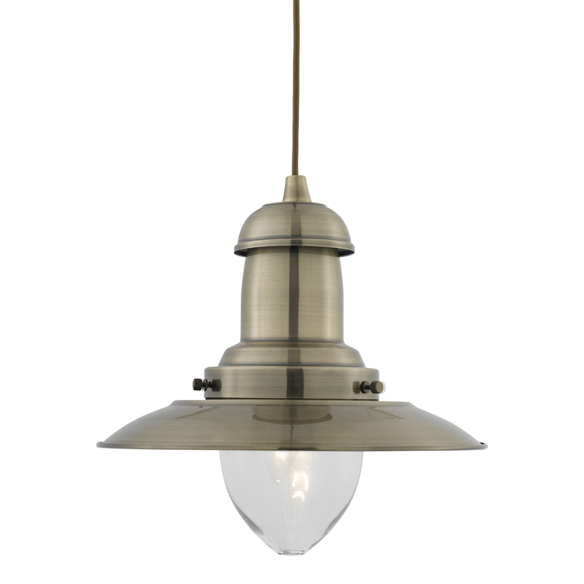 Searchlight Falkland Antique Brass Light With Clear Glass Shade