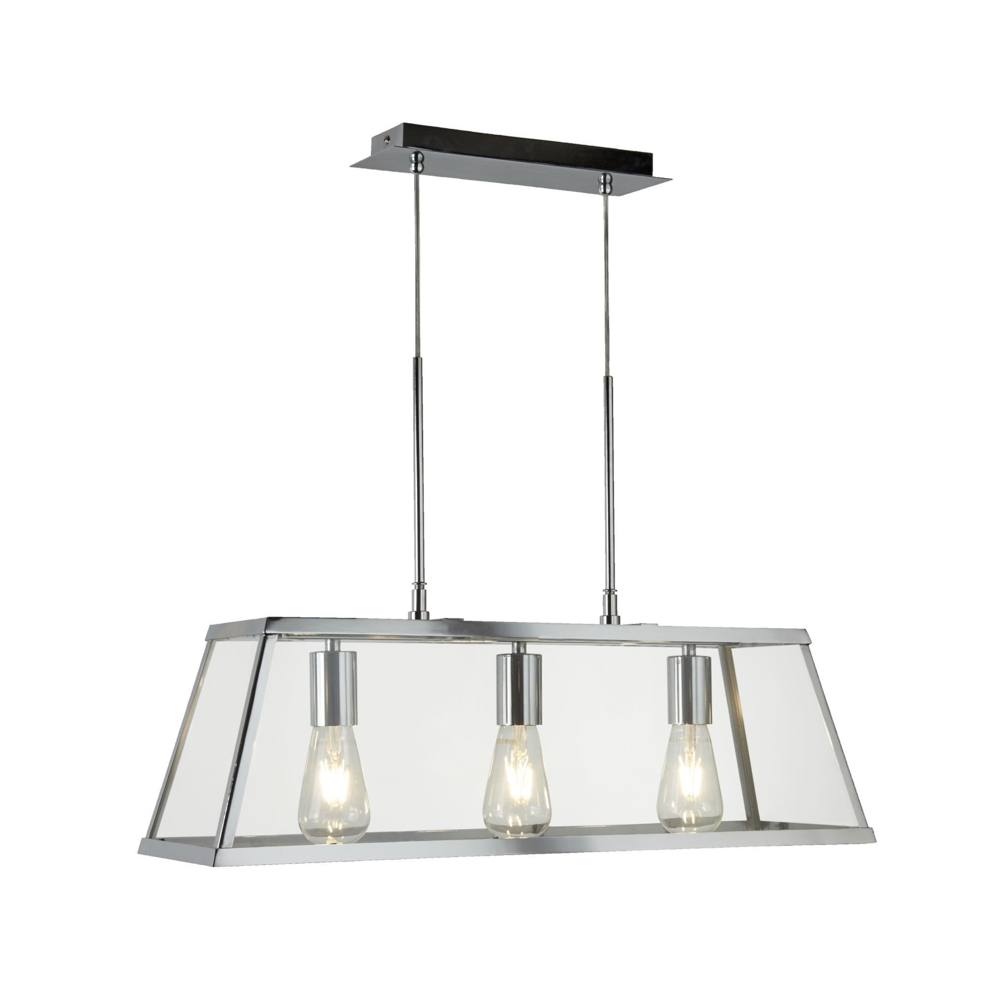 Searchlight Vane 3 Light Lantern Bar, Chrome, Glass