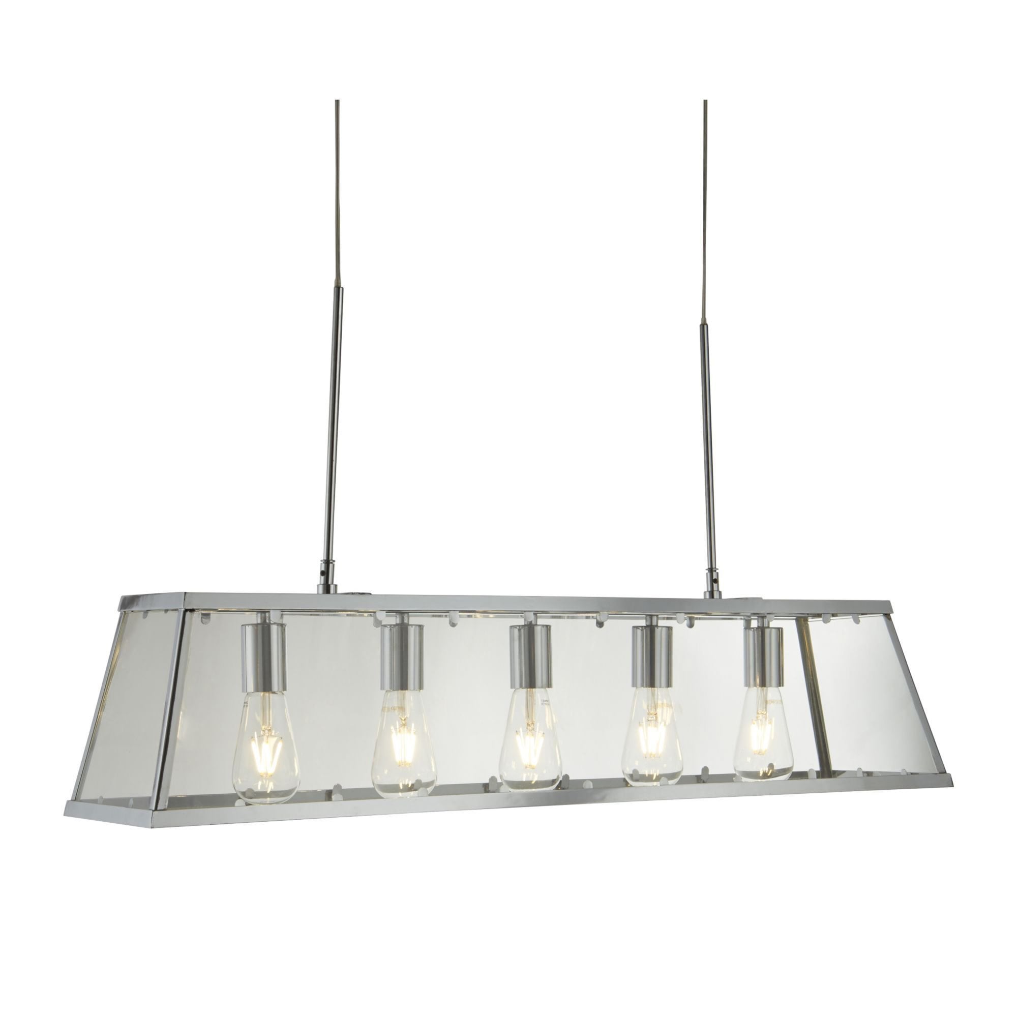 Searchlight Vane 5 Light Lantern Bar, Chrome, Glass