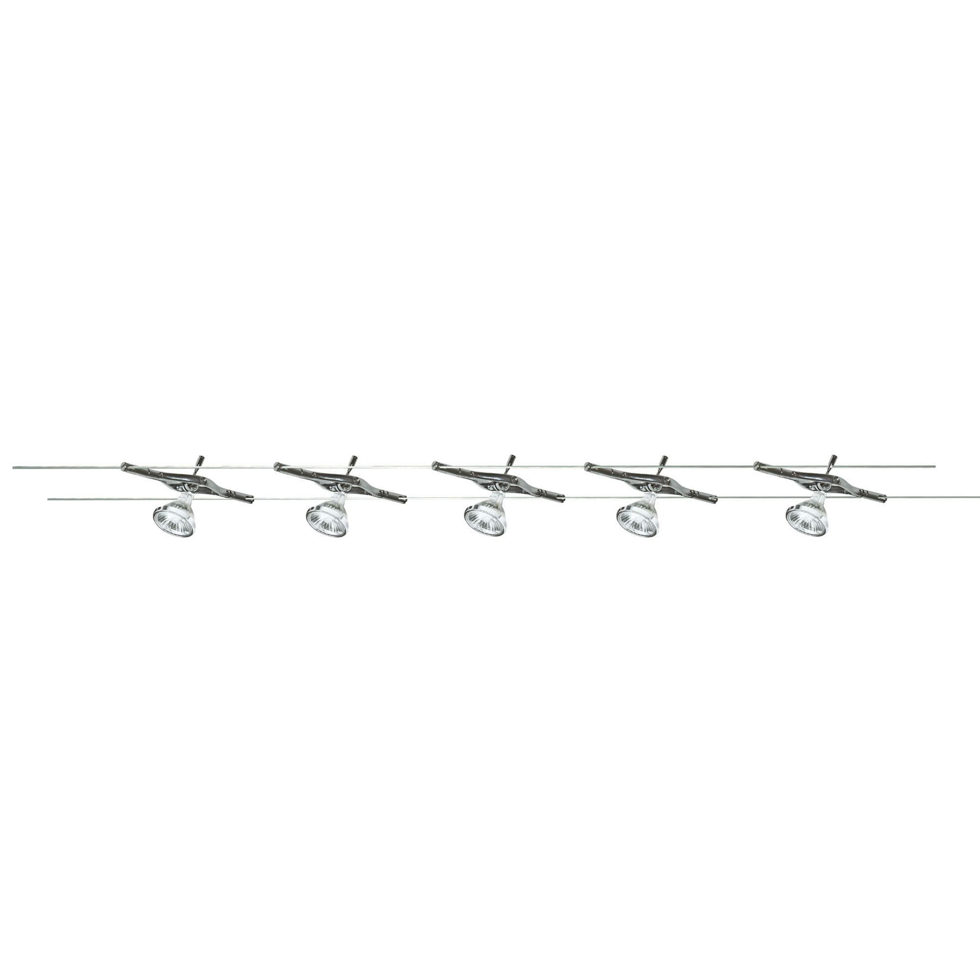 Searchlight Track & Spot Light 5 Light LED Cable Kit, Adjustable Spotlight Heads, Chrome