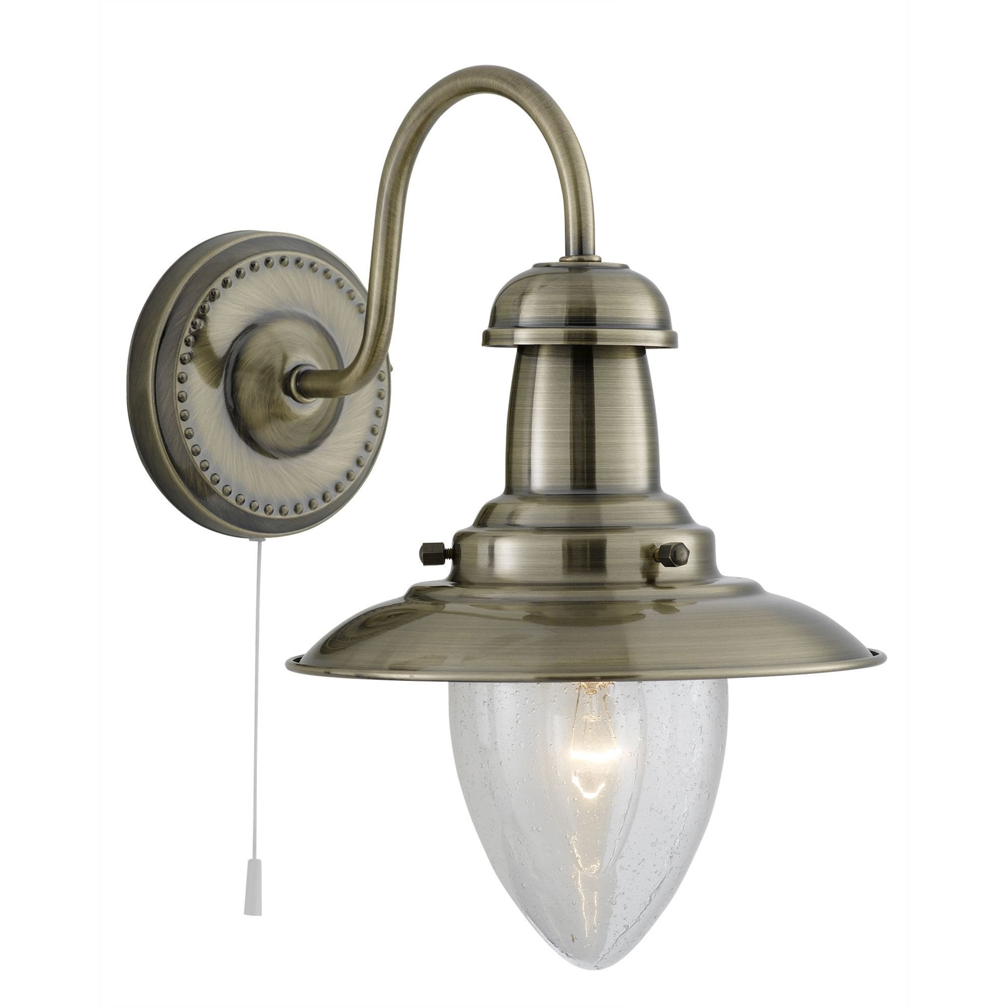 Searchlight Falkland Antique Brass Wall Light With Seeded Glass