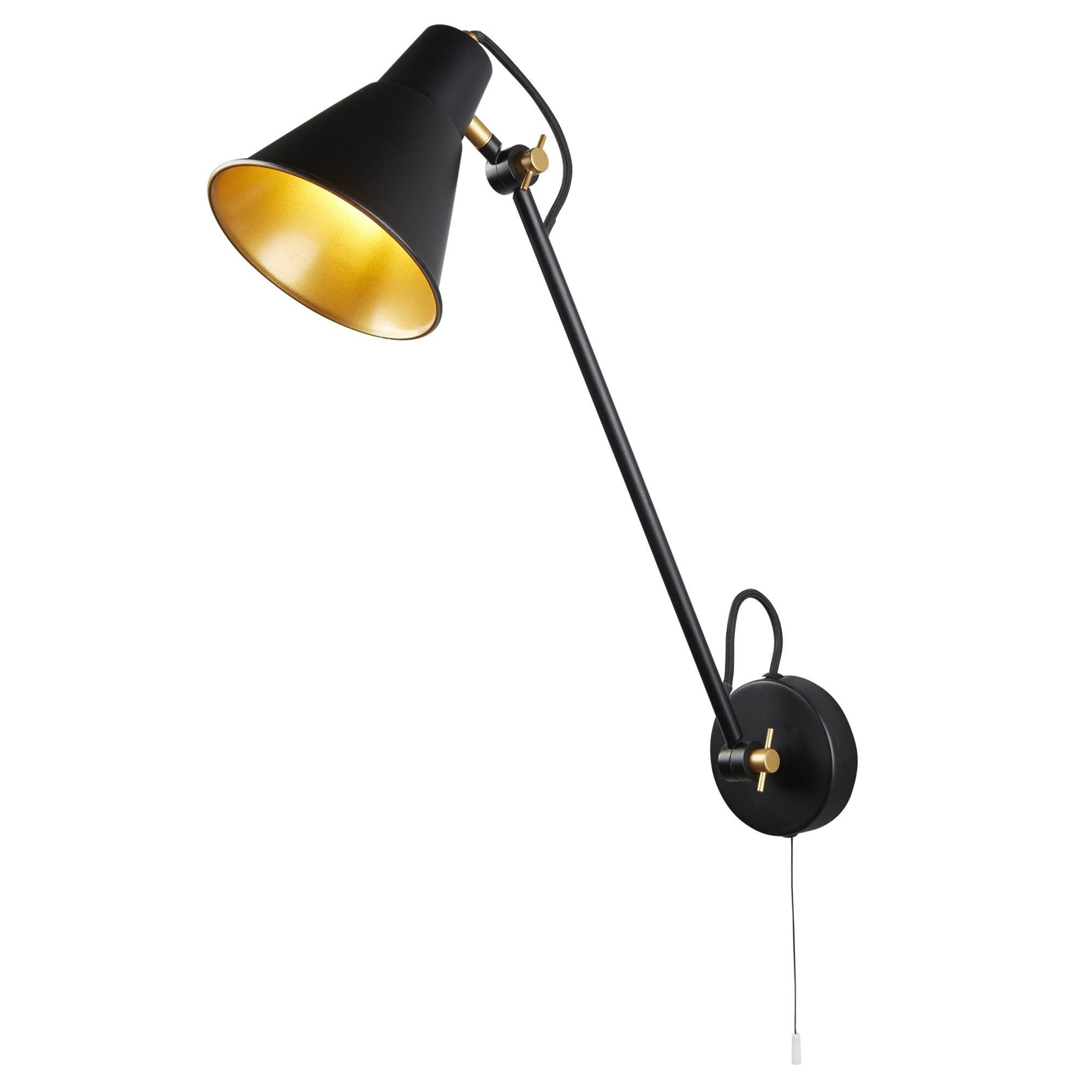 Searchlight Abram Adjustable Wall Bracket Single - Matt Black & Gold