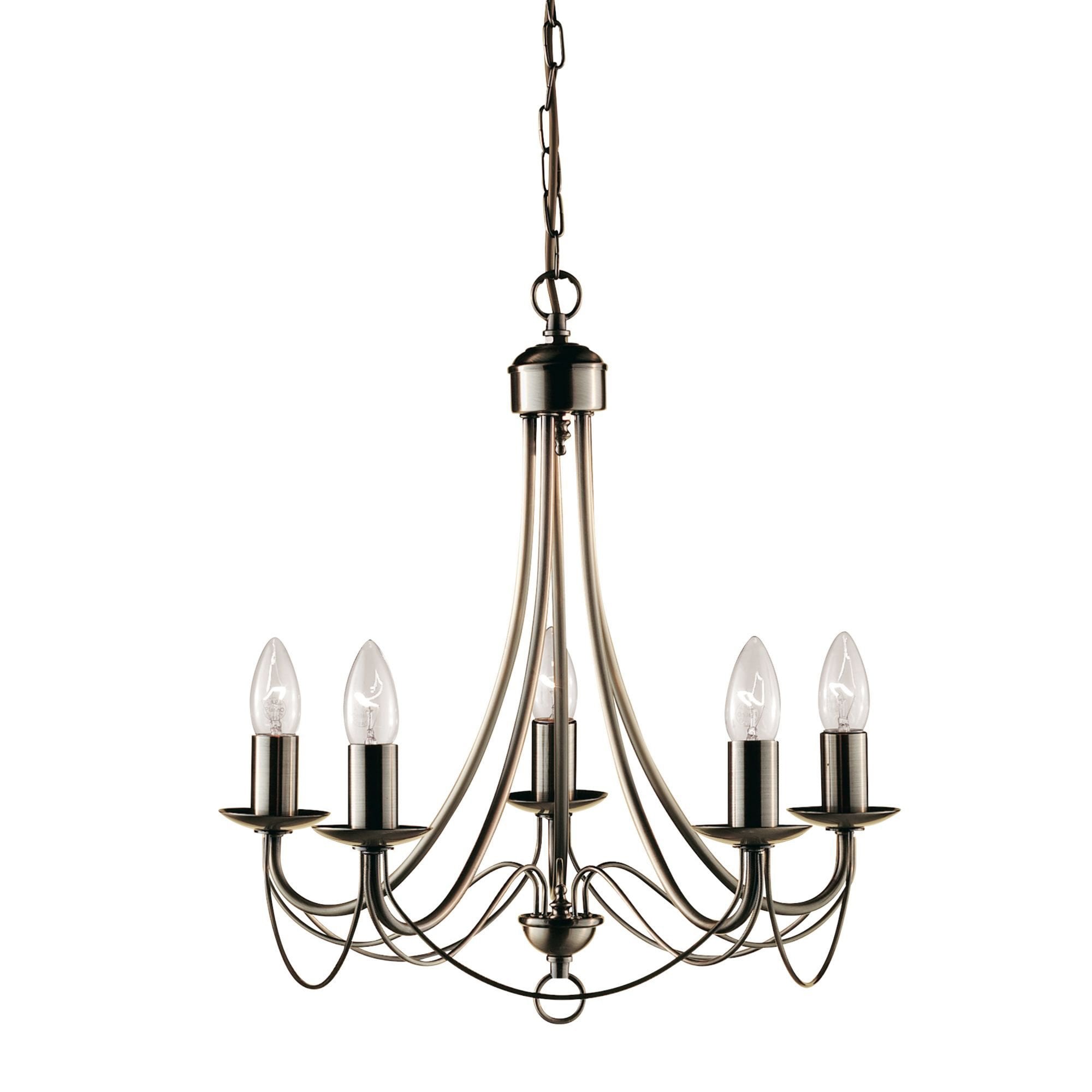 Searchlight Marsh Antique Brass 5 Light Multi-arm Fitting, Birdcage Design