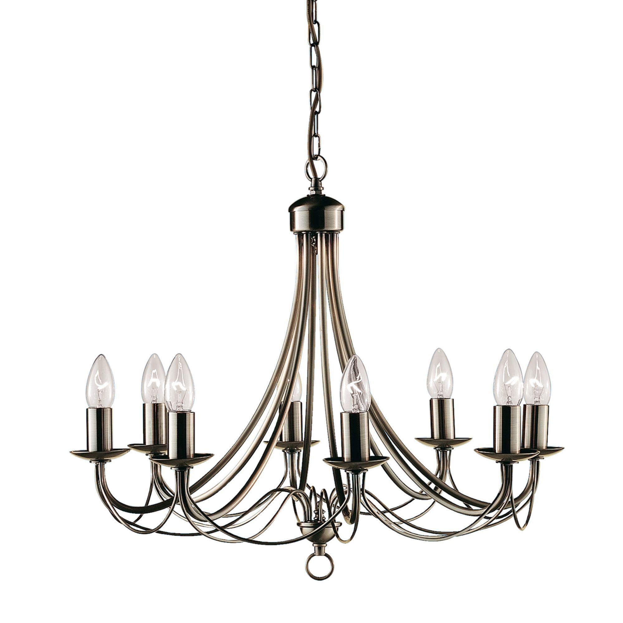 Searchlight Marsh Antique Brass 8 Light Multi-arm Fitting, Birdcage Design