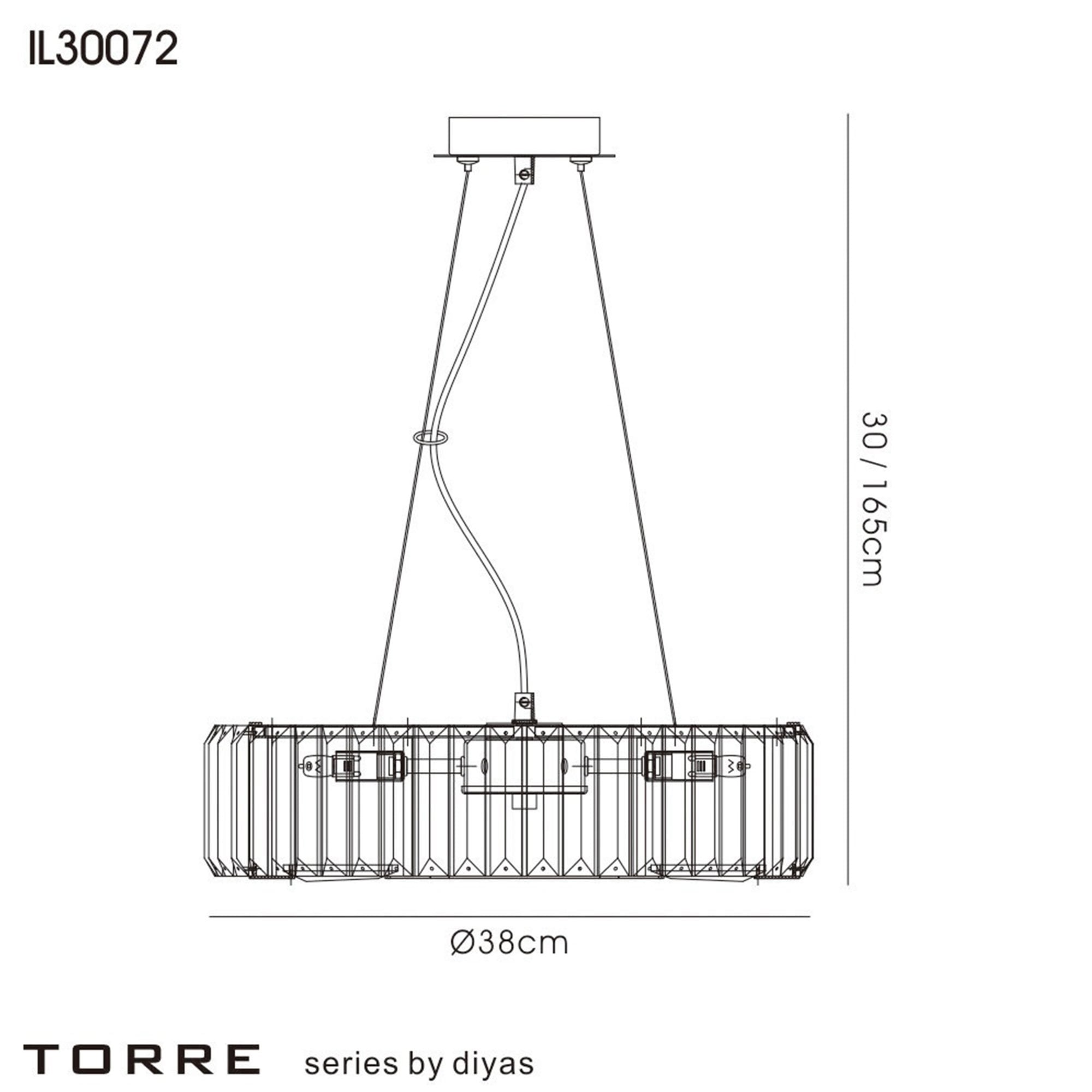 Diyas IL30072 Torre Pendant 5 Light Polished Chrome/Crystal