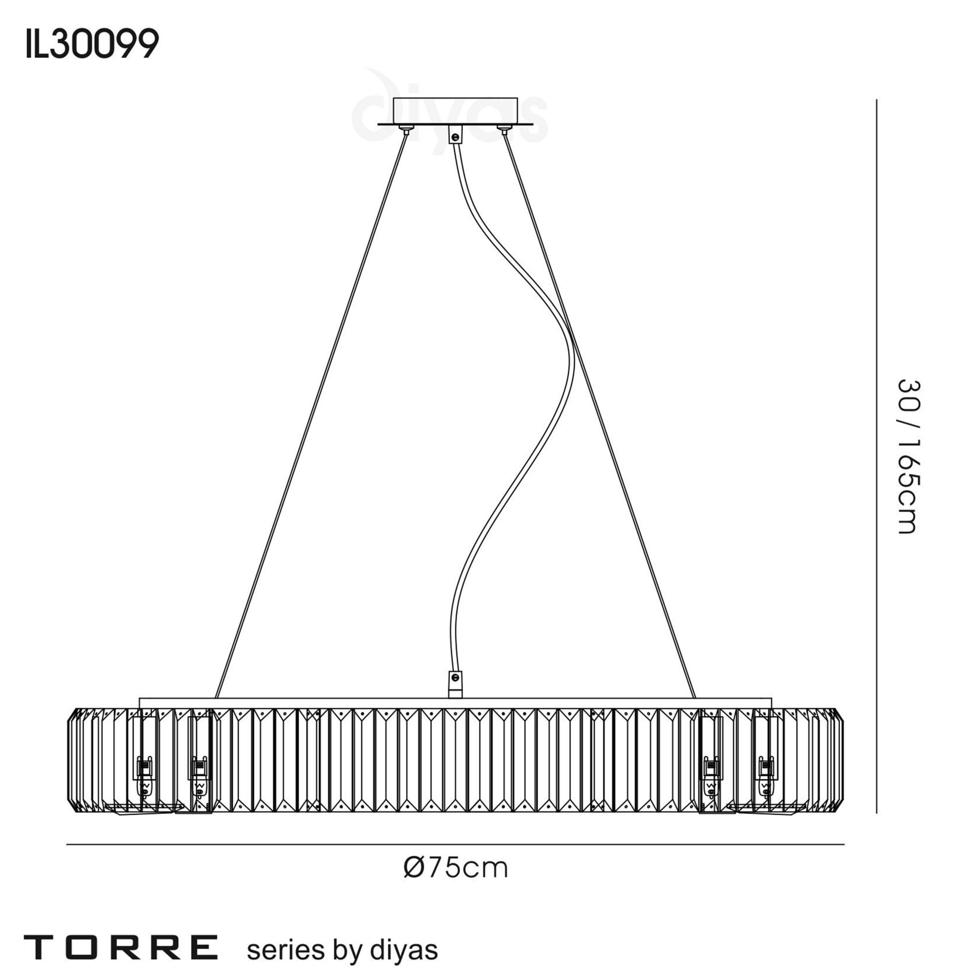 Diyas IL30099 Torre Pendant 10 Light Polished Chrome/Crystal