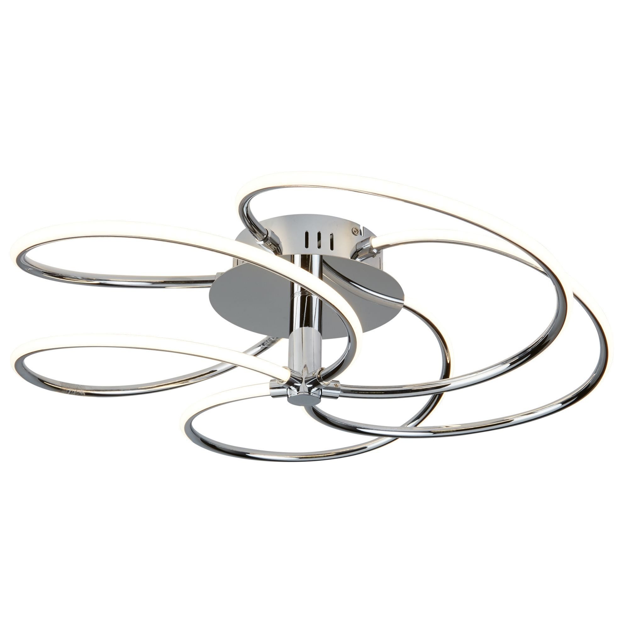 Searchlight Barclay 5 Light LED Swirl Ceiling Flush, Chrome