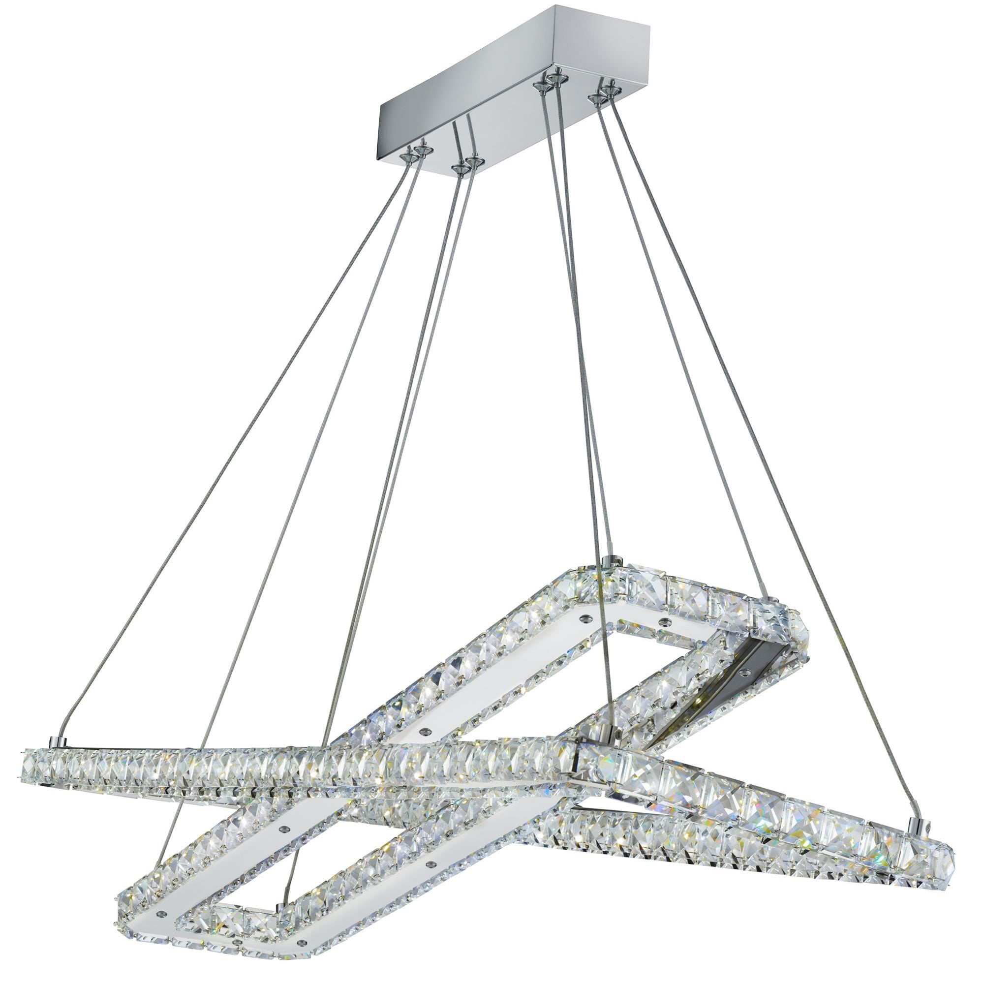 Searchlight Canarvan 2 Light LED Pendant - Chrome & Clear Glass