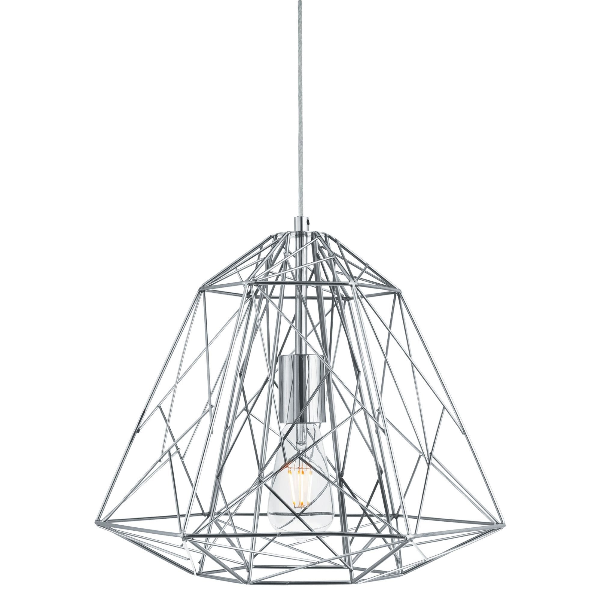 Searchlight Garrick Cage Single Frame Pendant, Chrome