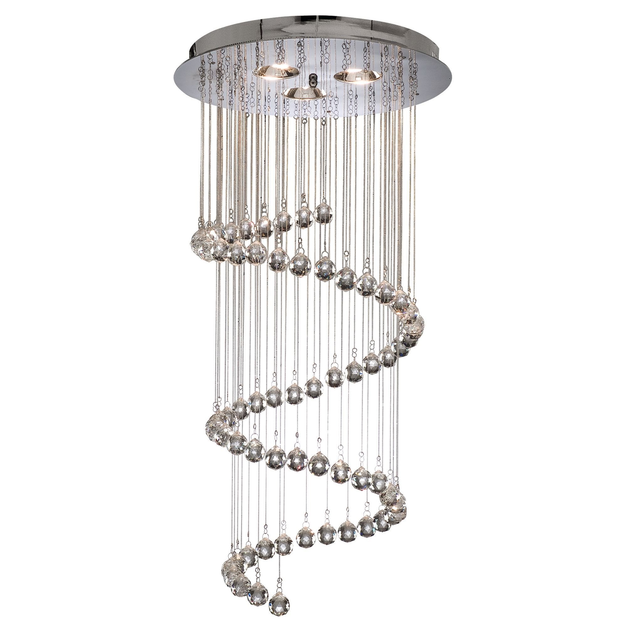 Searchlight Hallway Chrome 5 Light Multi - Drop Pendant Dressed With Crystal Balls