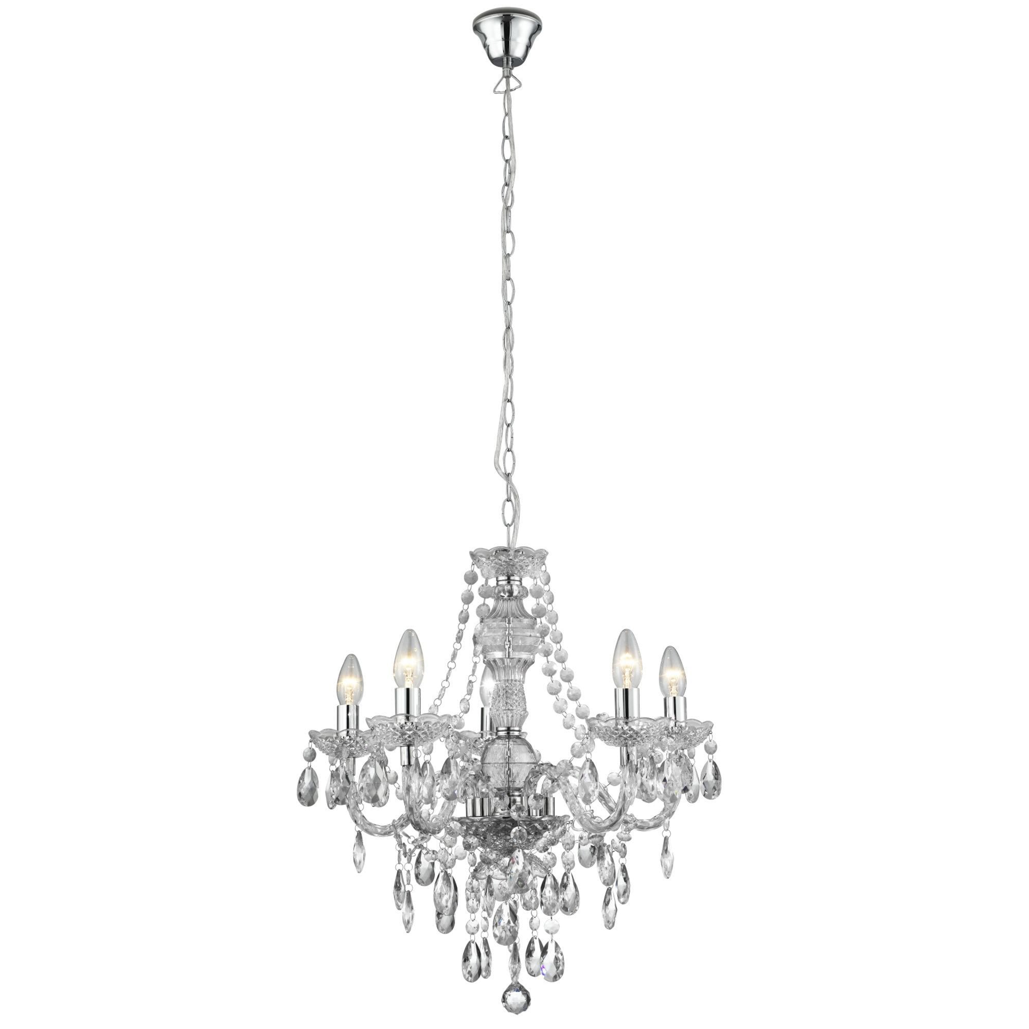 Searchlight Maple 5 Light Pendant - Clear Glass & Acrylic