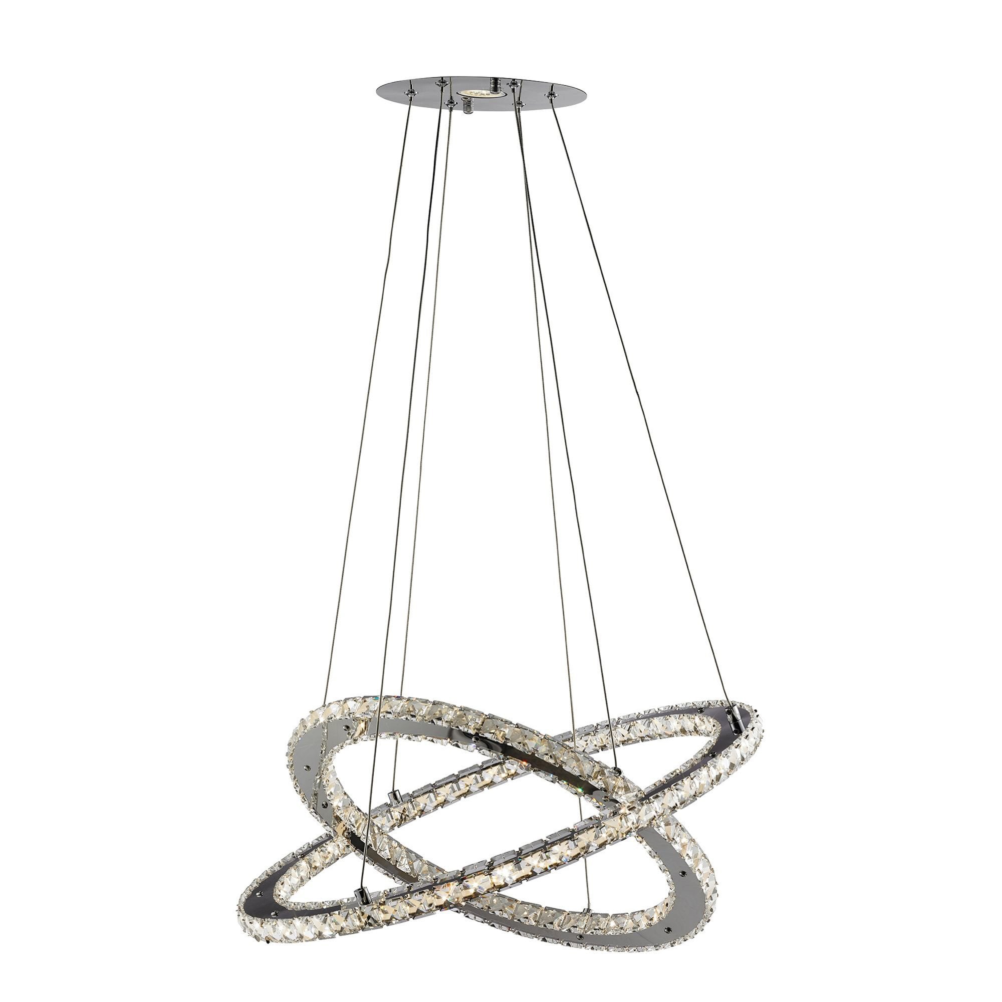 Searchlight Canarvan 2 Light LED Ring Ceiling Pendant - Chrome & Clear Glass