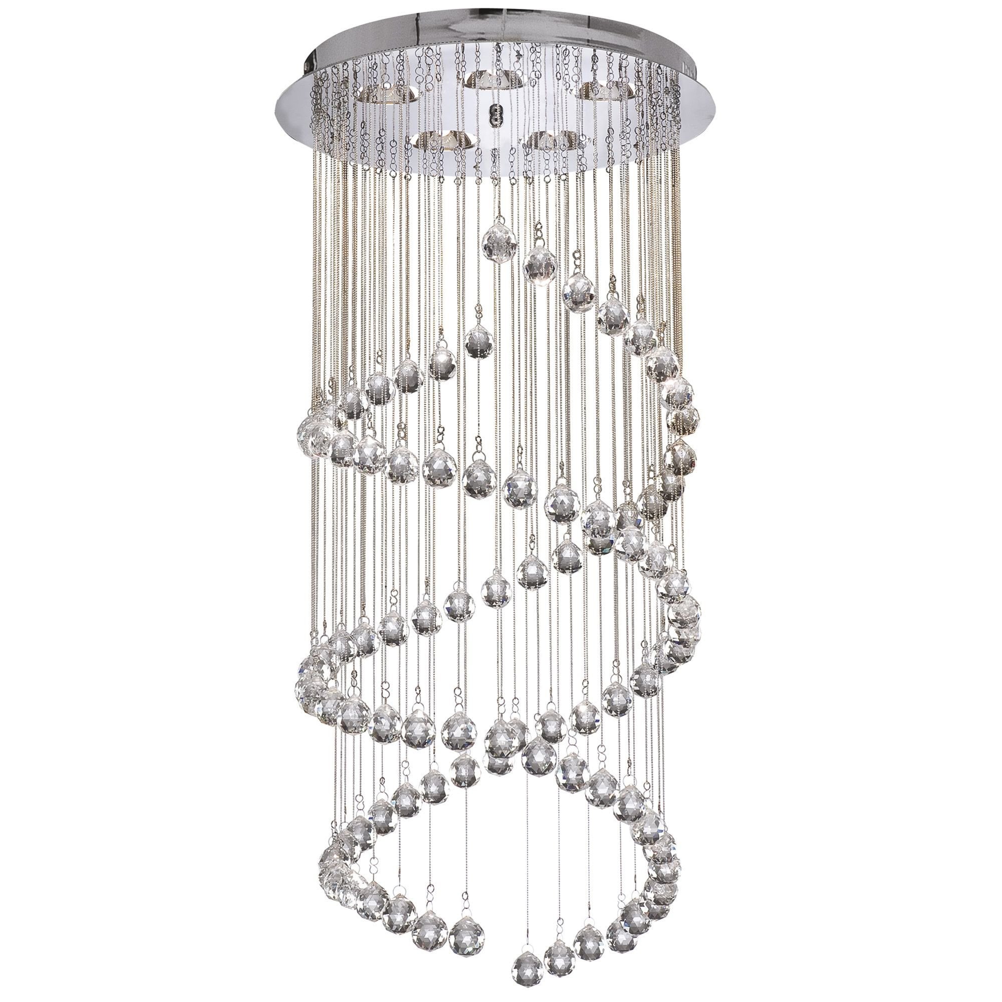 Searchlight Hallway 5 Light 80cm Multi-Drop Pendant - Chrome & Crystal Balls