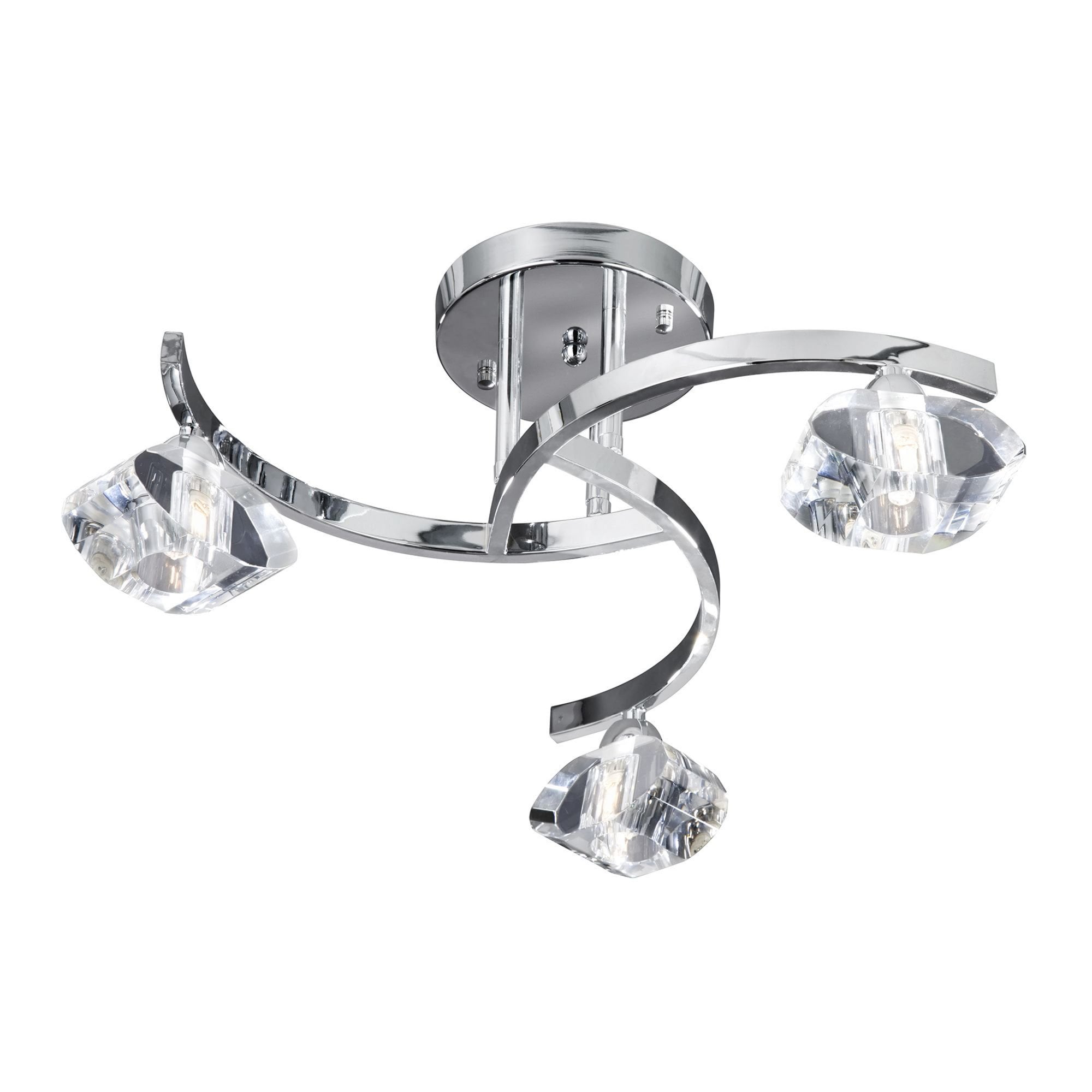 Searchlight Selborne Chrome 3 Light Curved Semi-Flush Fitting With Clear Glass