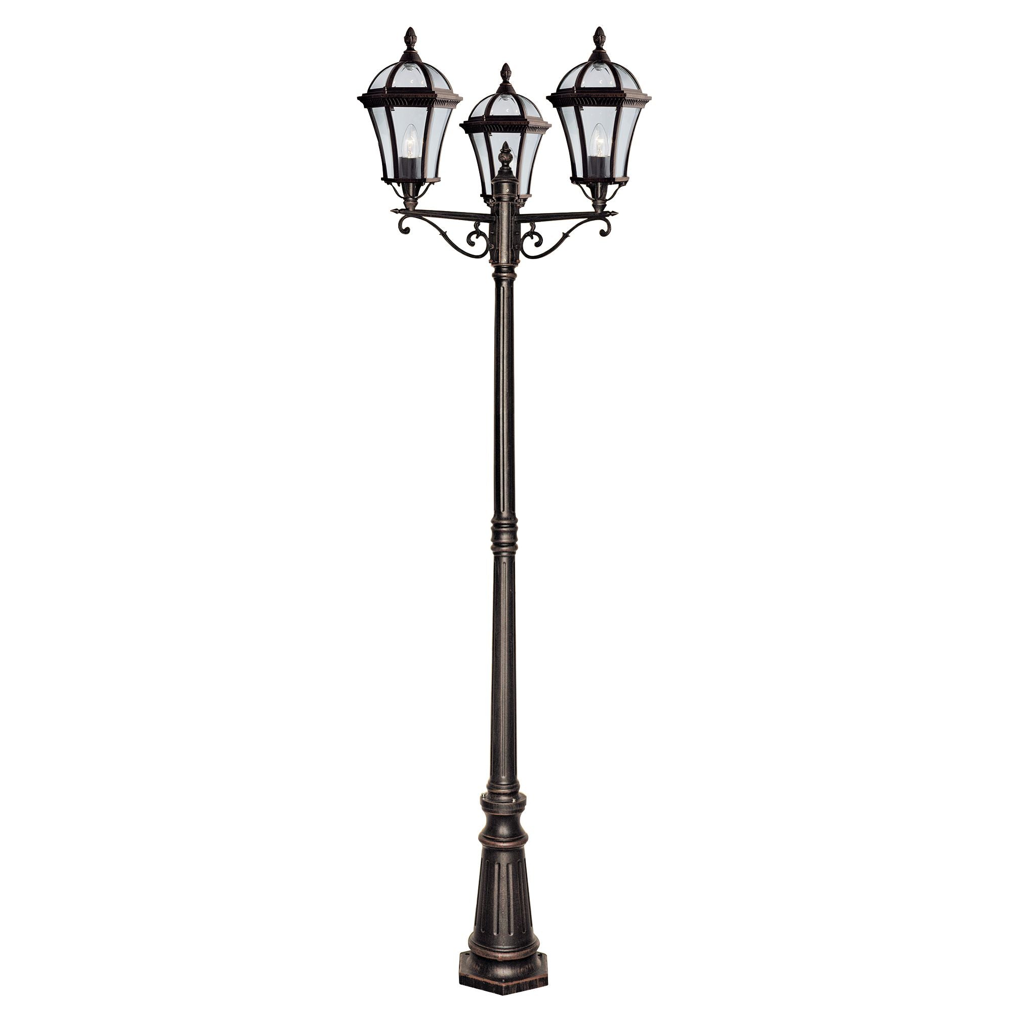 Searchlight Cairns 3 Light Outdoor Post - Aluminium, Rustic Brown & Glass