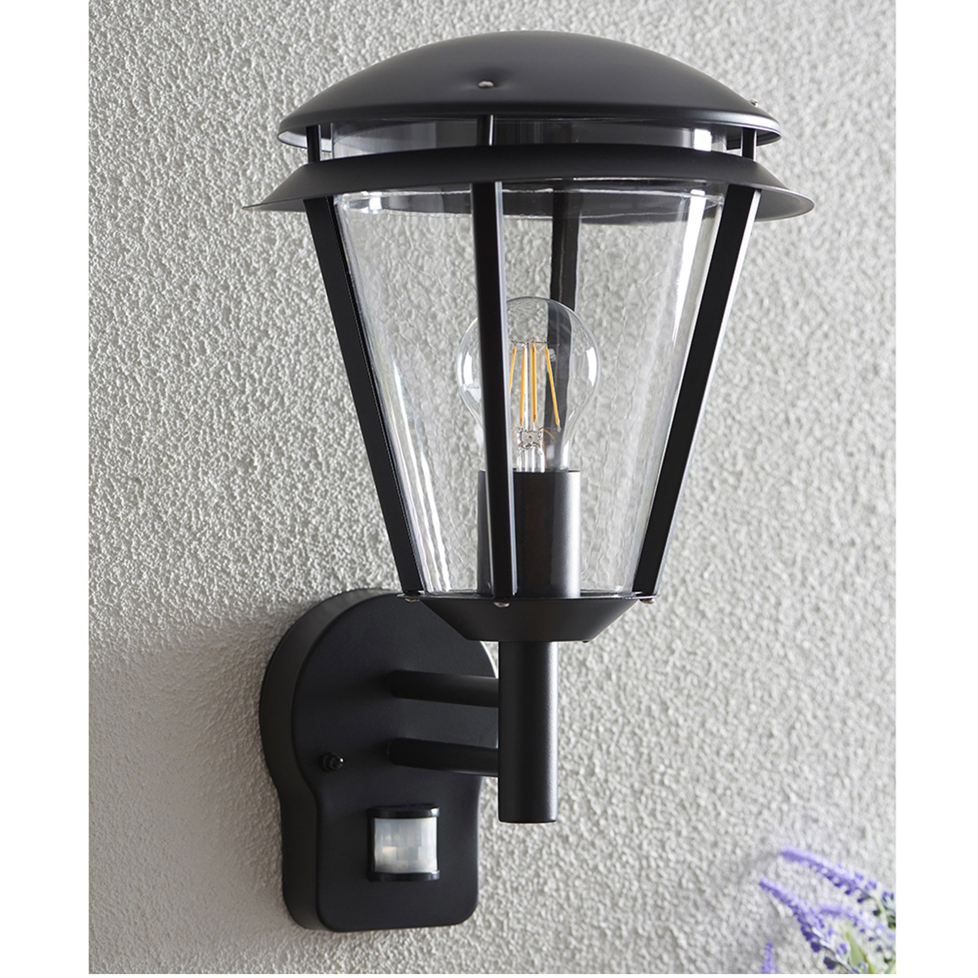 Saxby Inova PIR Single Light Wall Fitting IP44 - Matt Black