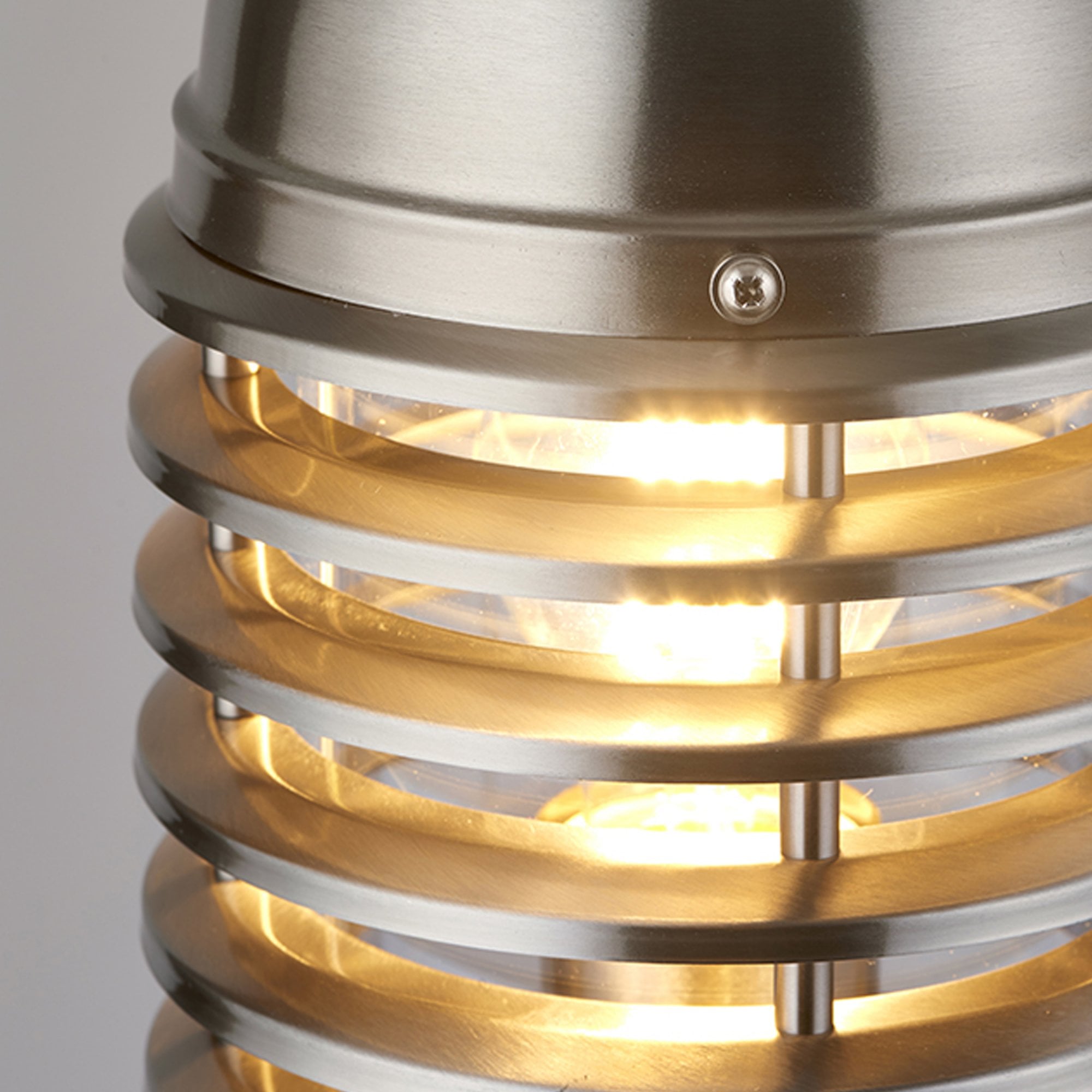 Endon Louvre Single Light Post Light - Polished Stainless Steel & Clear Pc