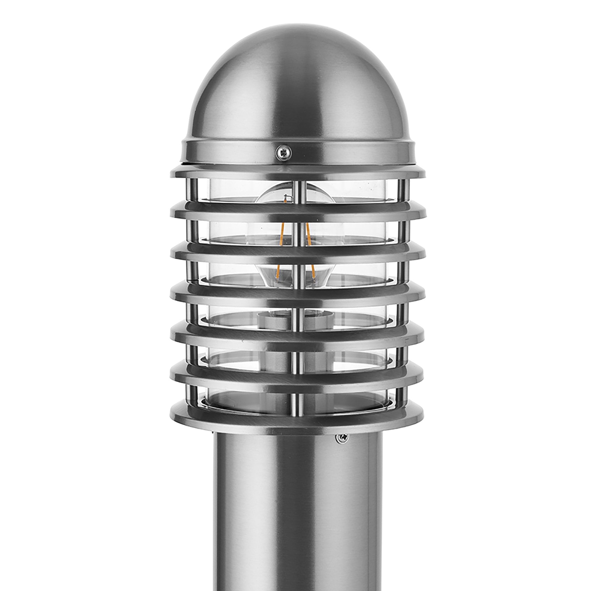 Endon Louvre Single Light Post Light - Polished Stainless Steel & Clear Pc