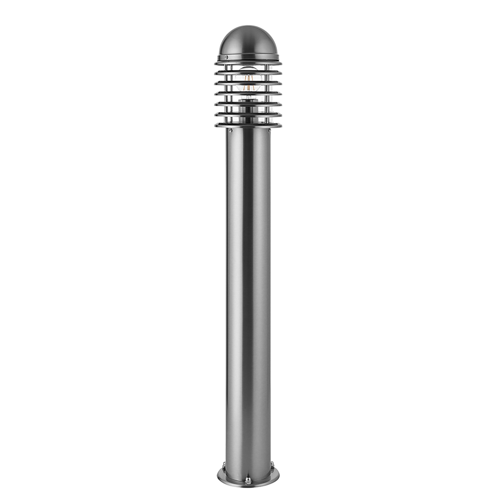 Endon Louvre Single Light Bollard - Polished Stainless Steel & Clear Pc
