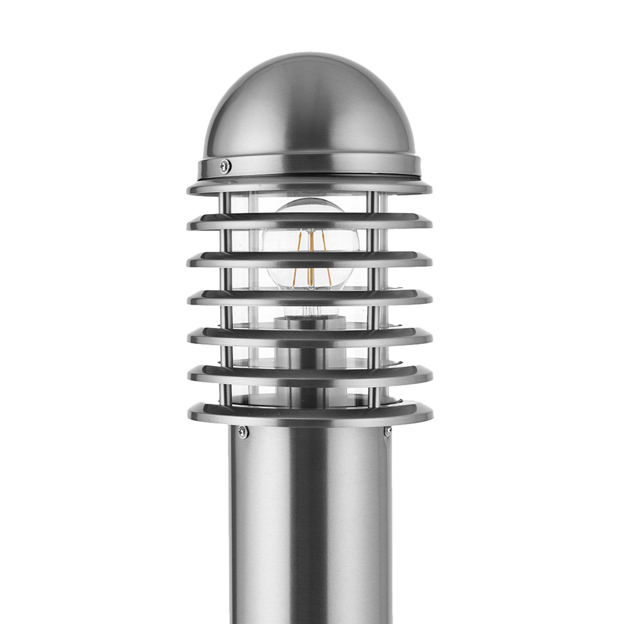 Endon Louvre Single Light Bollard - Polished Stainless Steel & Clear Pc