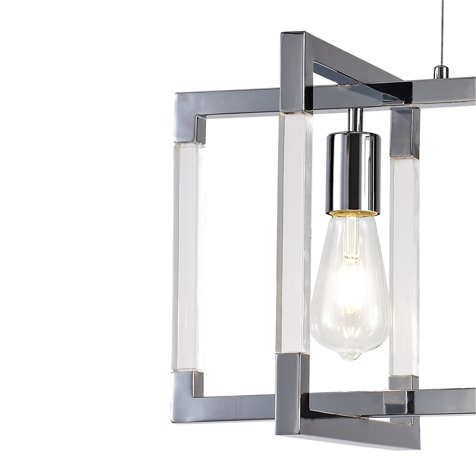 Diyas Canto Rectangle Pendant 3 Light E27 - Polished Nickel/Acrylic