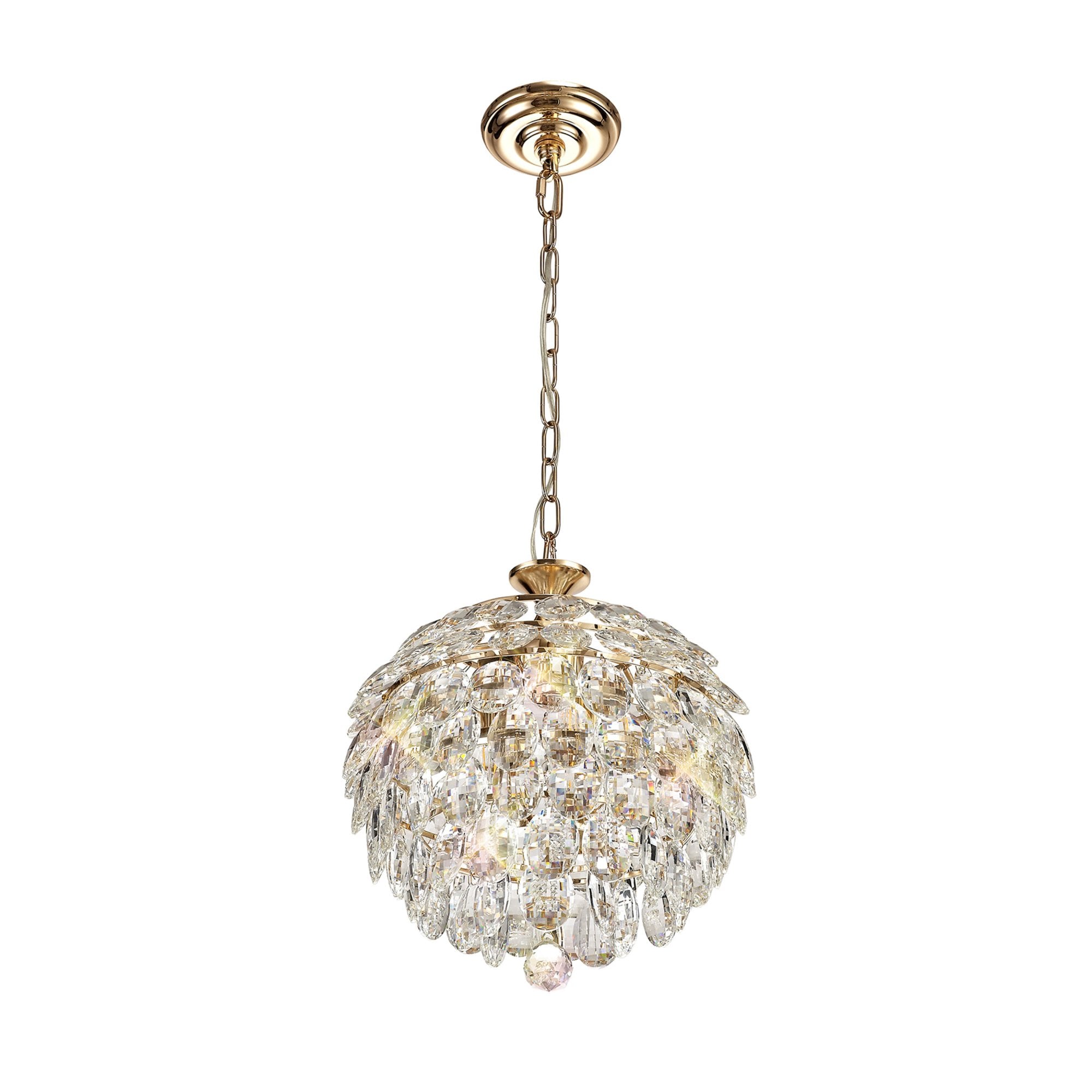 Diyas Coniston Pendant 3 Light E14 - French Gold/Crystal